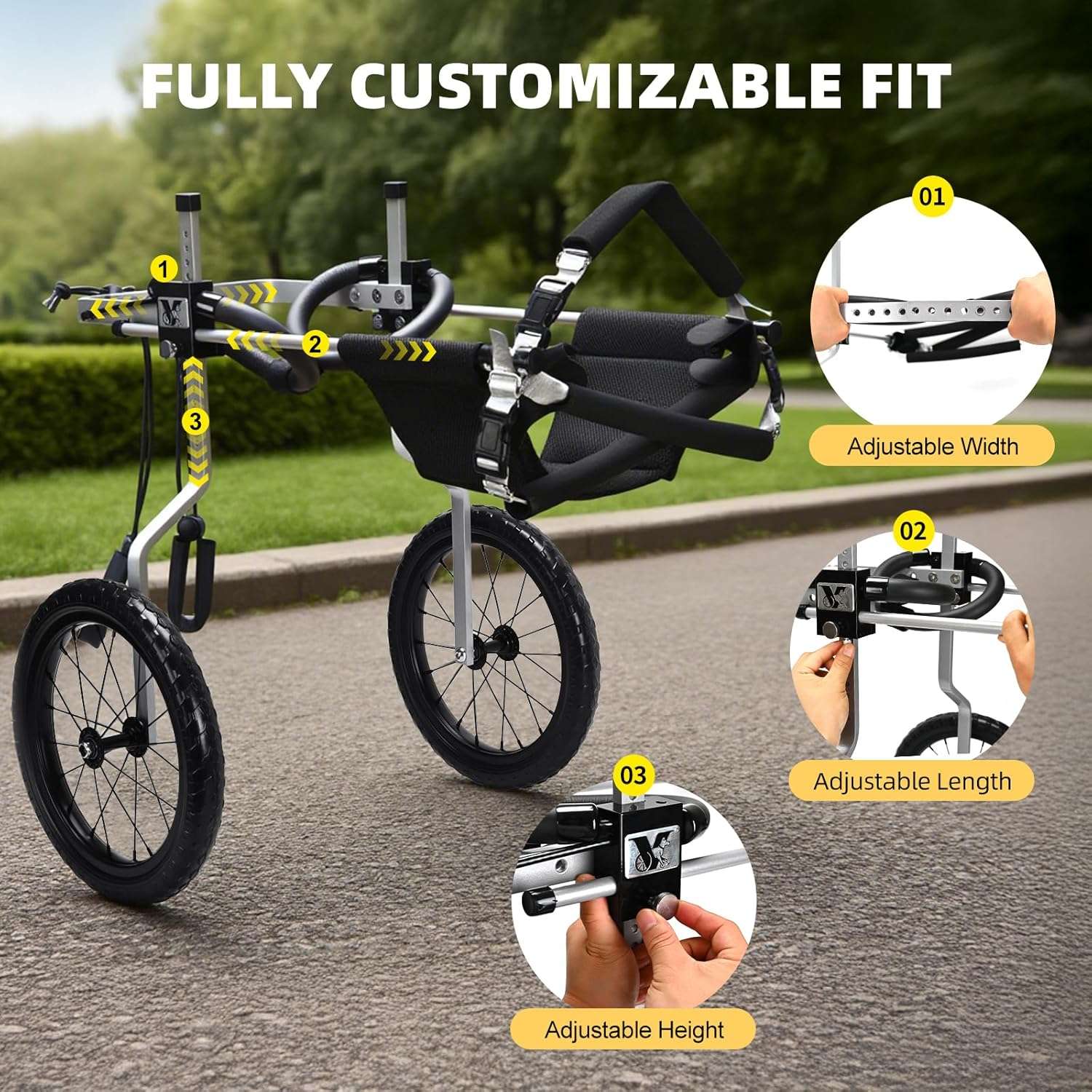 Silla ruedas perro todo terreno aluminio aeronautico soporte espinal L XL XXL playa cerro