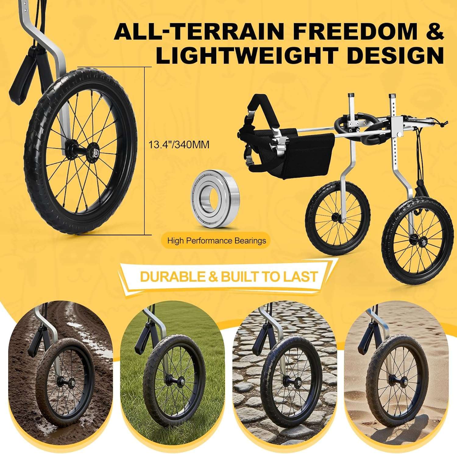 Silla ruedas perro todo terreno aluminio aeronautico soporte espinal L XL XXL playa cerro