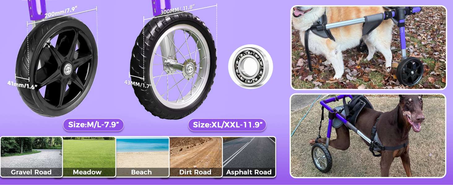 Silla ruedas perro grande todo terreno neumaticos 30cm aluminio aeronautico displasia cadera