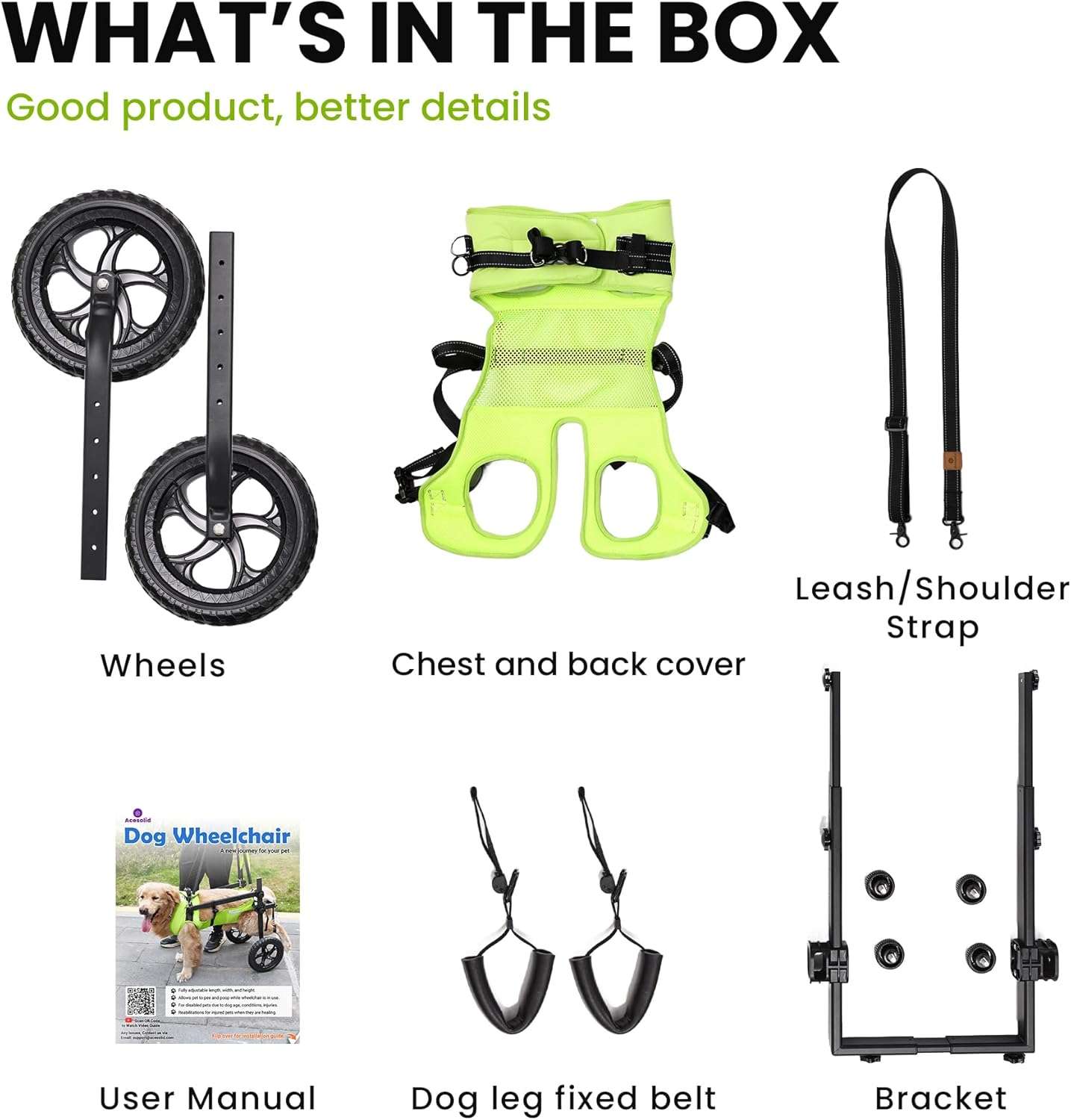 Silla de Ruedas Perro (XS a 2XL) Kit Completo de Seguridad (Chaleco + Correa + Soporte) - Ultraligera - Imagen 2