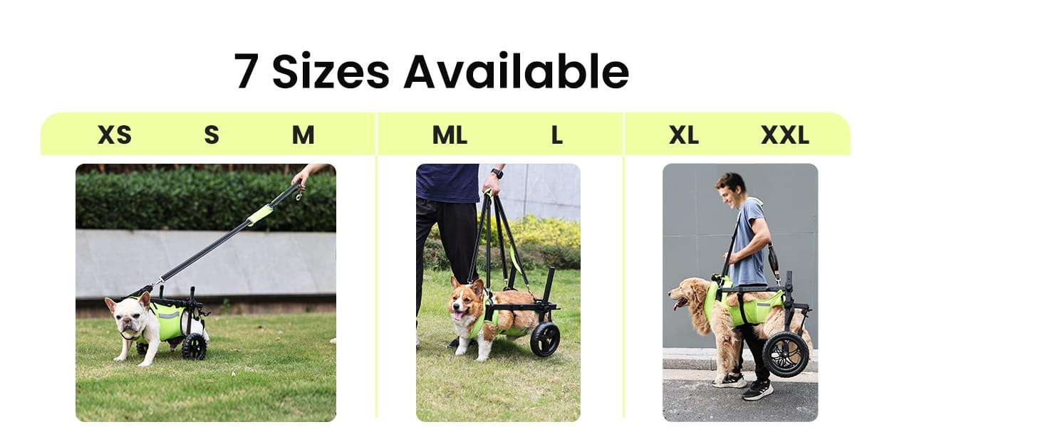 Silla de ruedas para perros con chaleco reflectante ruedas todoterreno y arnes de elevacion.