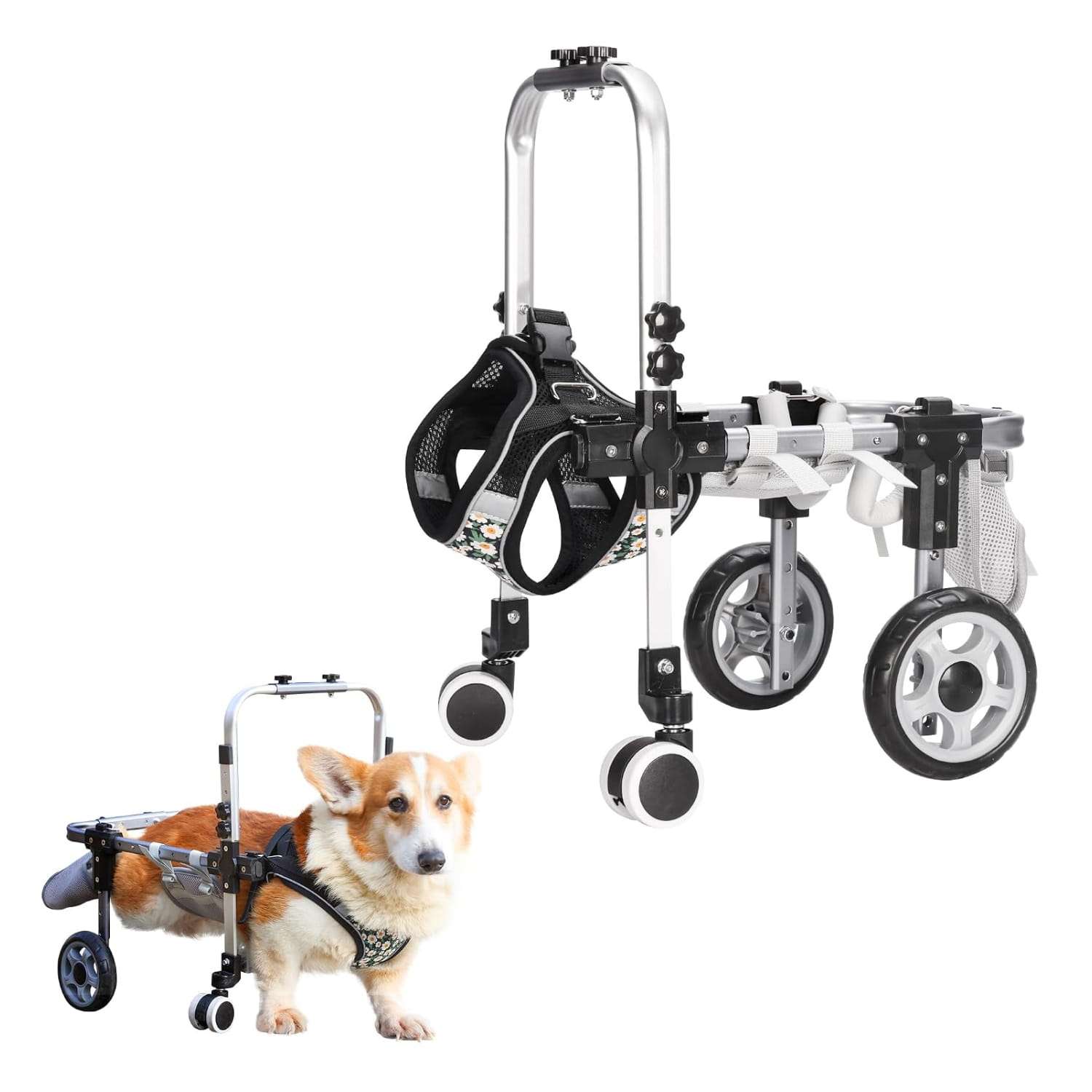 Silla ruedas perro aluminio aviacion ajustable patas traseras carrito ortopedico rehabilitacion