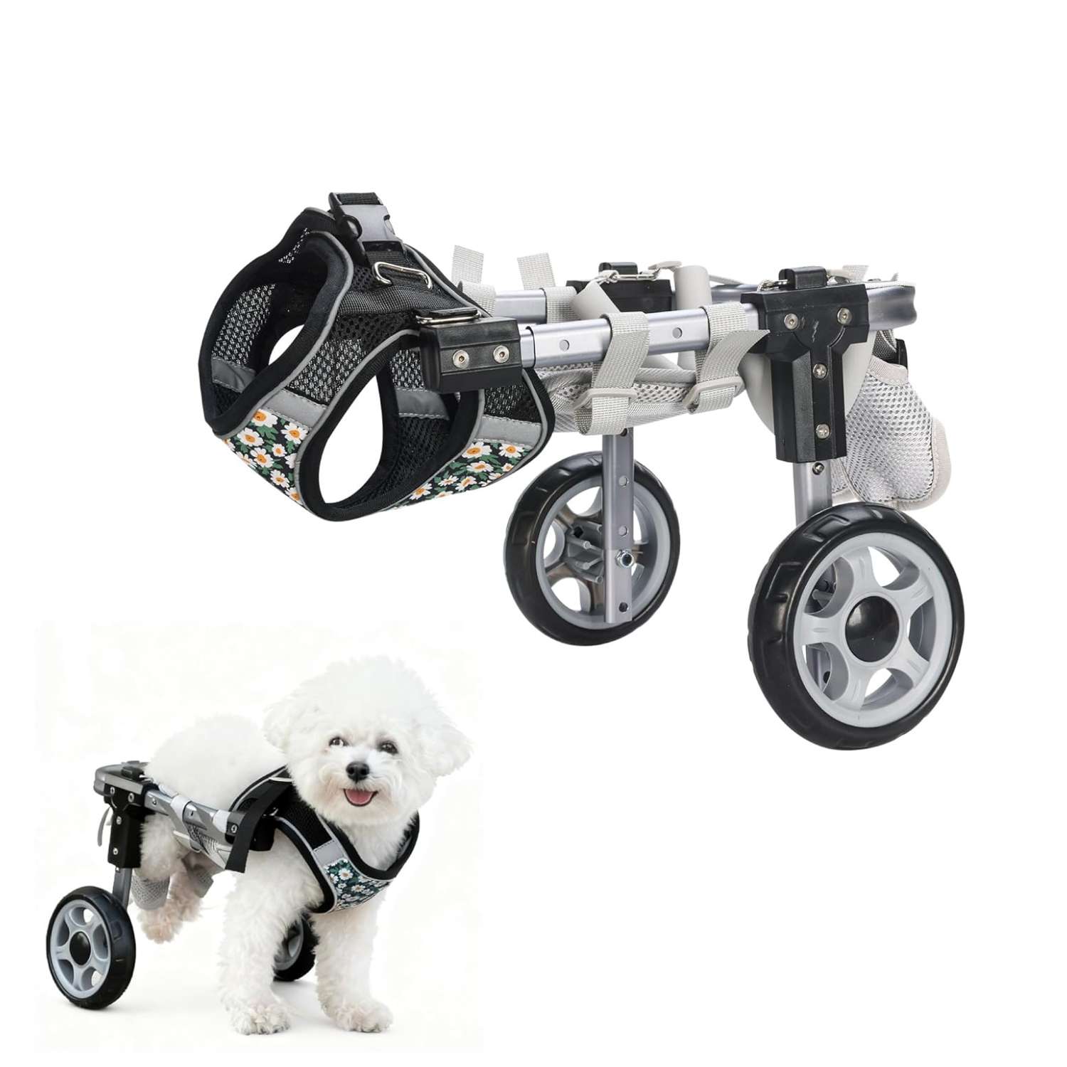 Silla ruedas perro aluminio aviacion ajustable patas traseras carrito ortopedico rehabilitacion