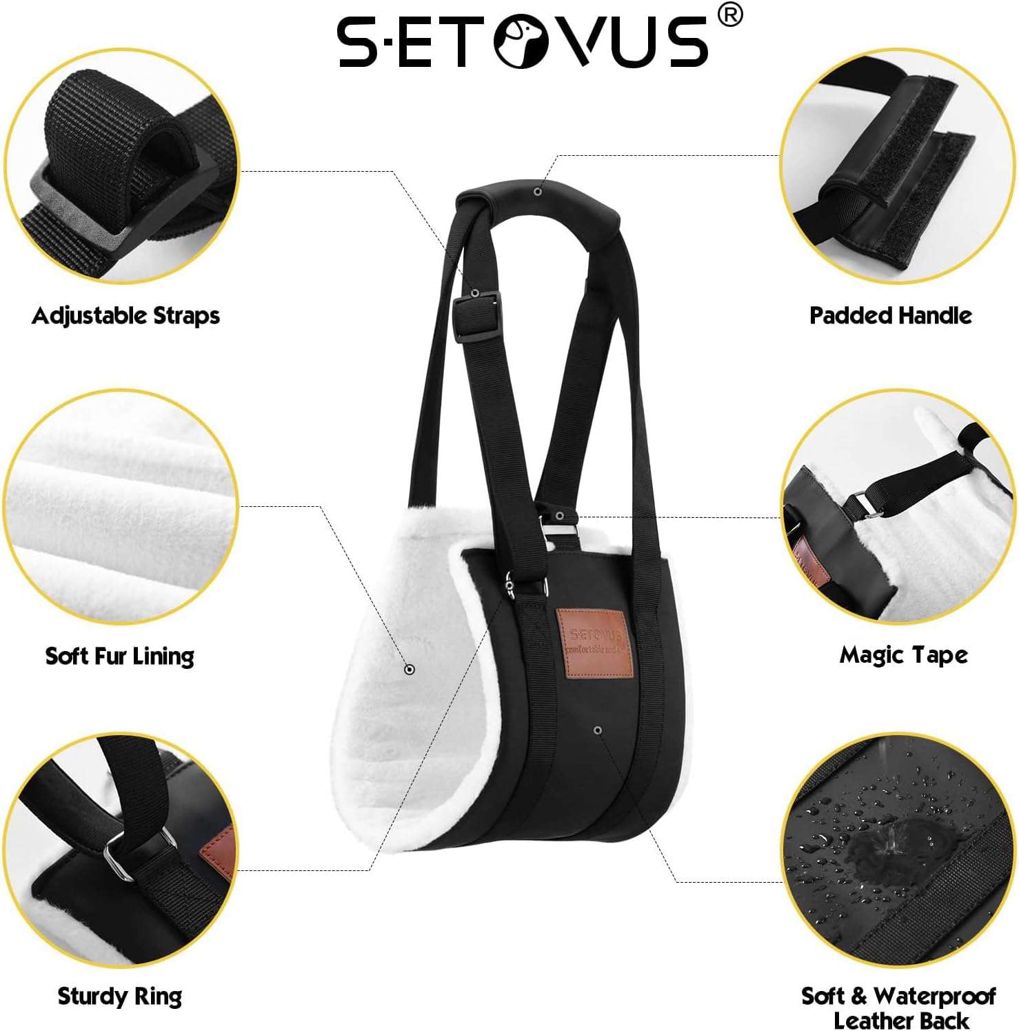 Arnes elevacion perro piel suave soporte patas traseras displasia cadera ayuda subir escaleras