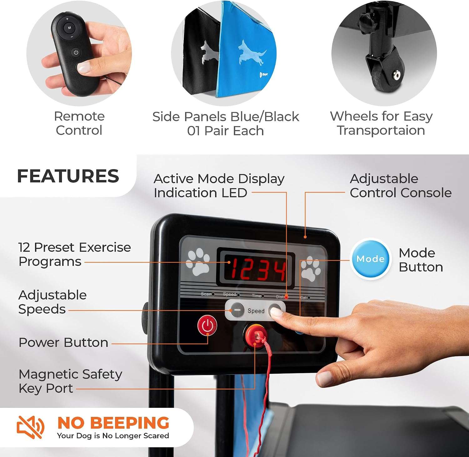 Trotadora electrica para perros pequeños y medianos silenciosa con control remoto pawrunner
