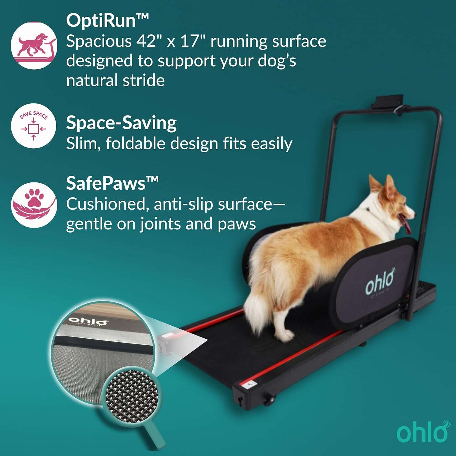 Trotadora electrica plana para perros 125x55x12 cm cabe bajo la cama soporta 120kg