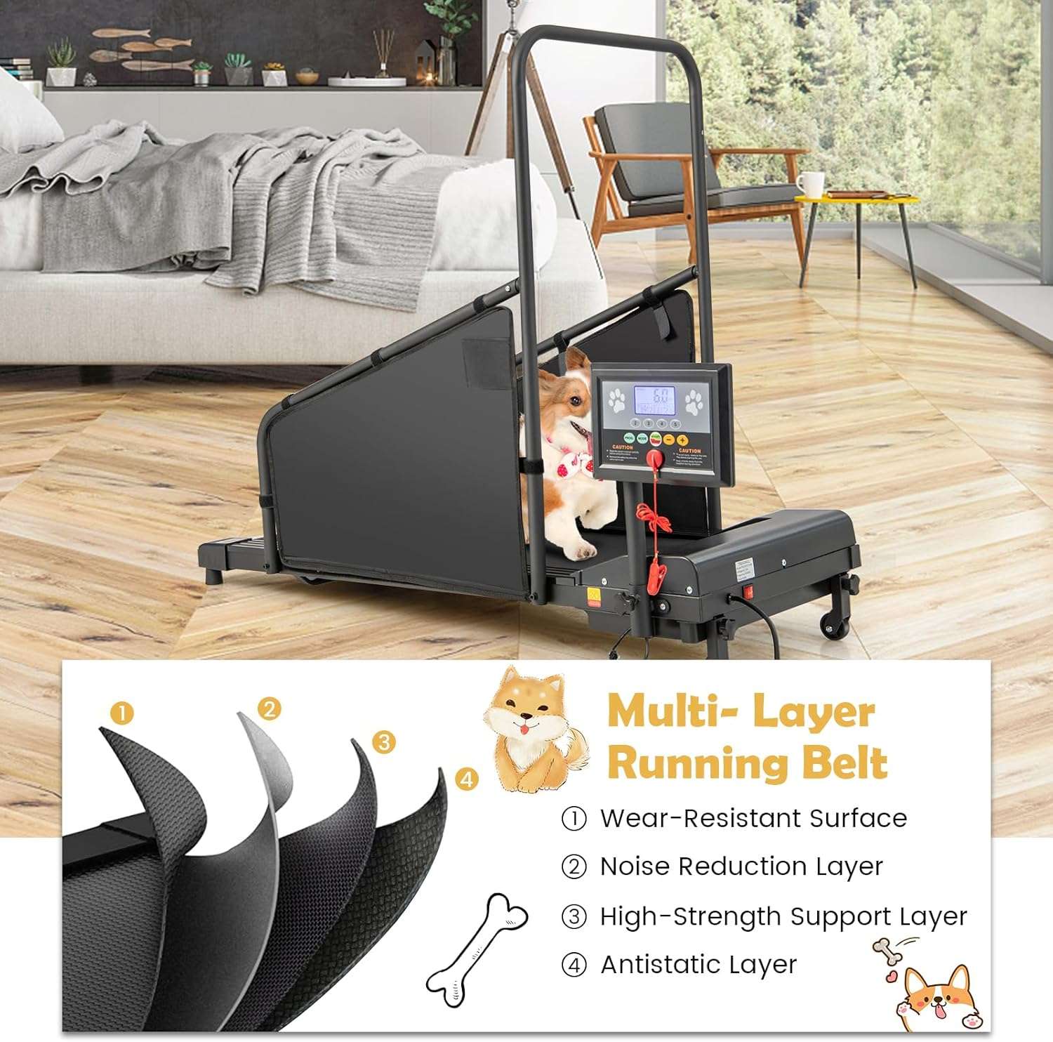 Trotadora electrica para perros con control remoto e inclinacion soporta 100kg