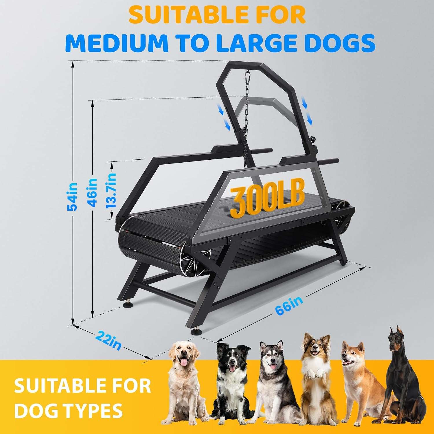 Trotadora slatmill perros grandes sin motor 168cm acero soporta 136kg