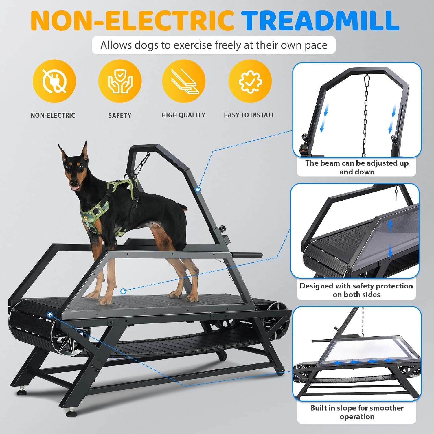 Trotadora slatmill perros grandes sin motor 168cm acero soporta 136kg