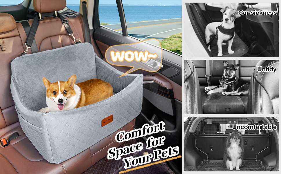 Asiento cama auto perro grande 76x53 cm memory foam ortopedica bulldog ingles border collie lavable