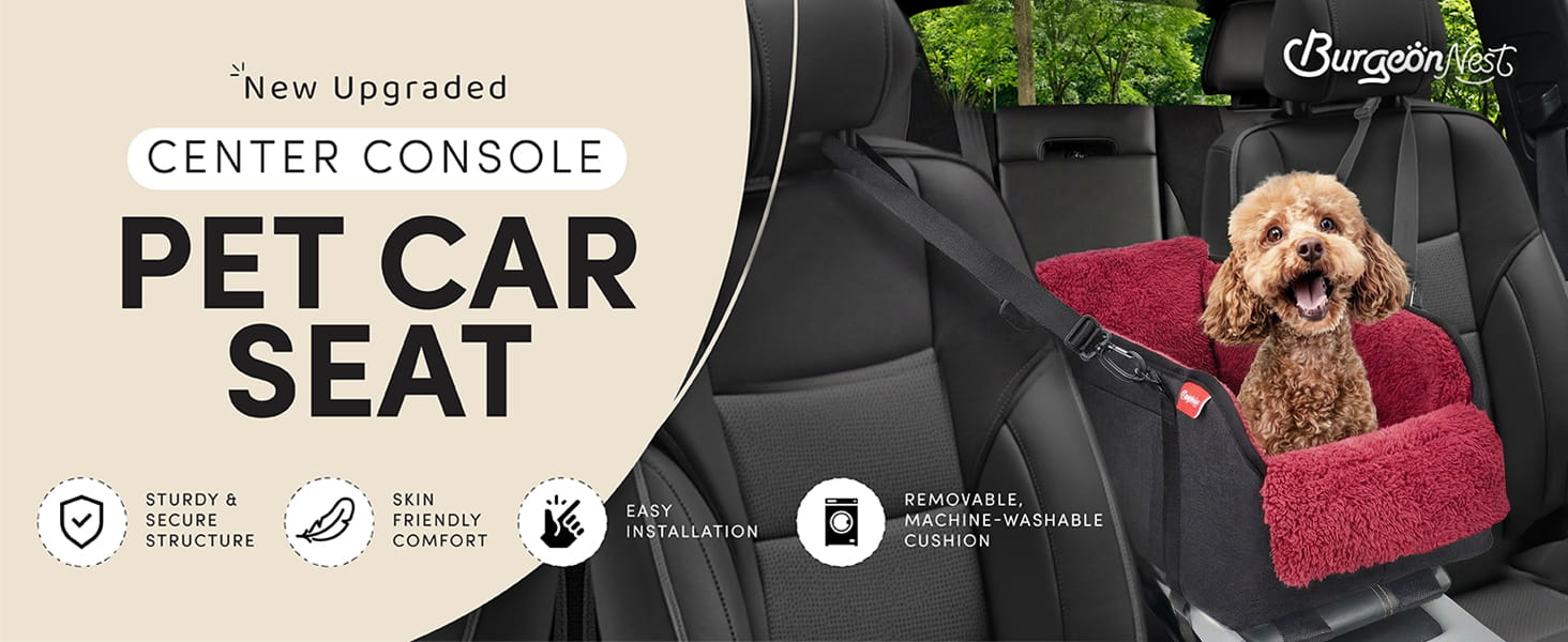 Asiento elevador para perros pequeños en consola central, convertible en bolso transportador.
