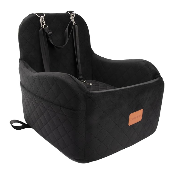 Asiento elevado auto perro 48x48x48 cm vista panoramica bulldog frances pug hasta 14kg anti mareo cubo
