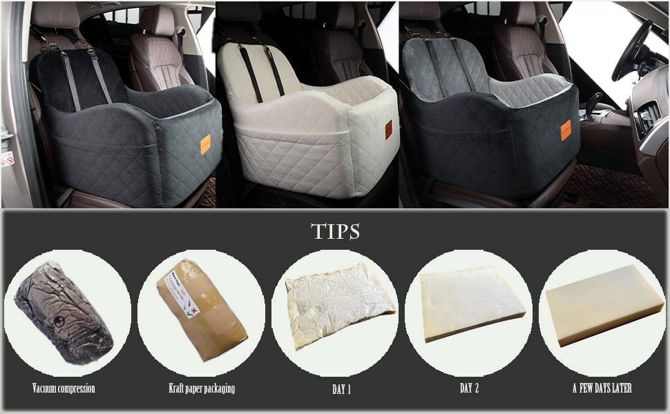 Asiento elevado auto perro 48x48x48 cm vista panoramica bulldog frances pug hasta 14kg anti mareo cubo