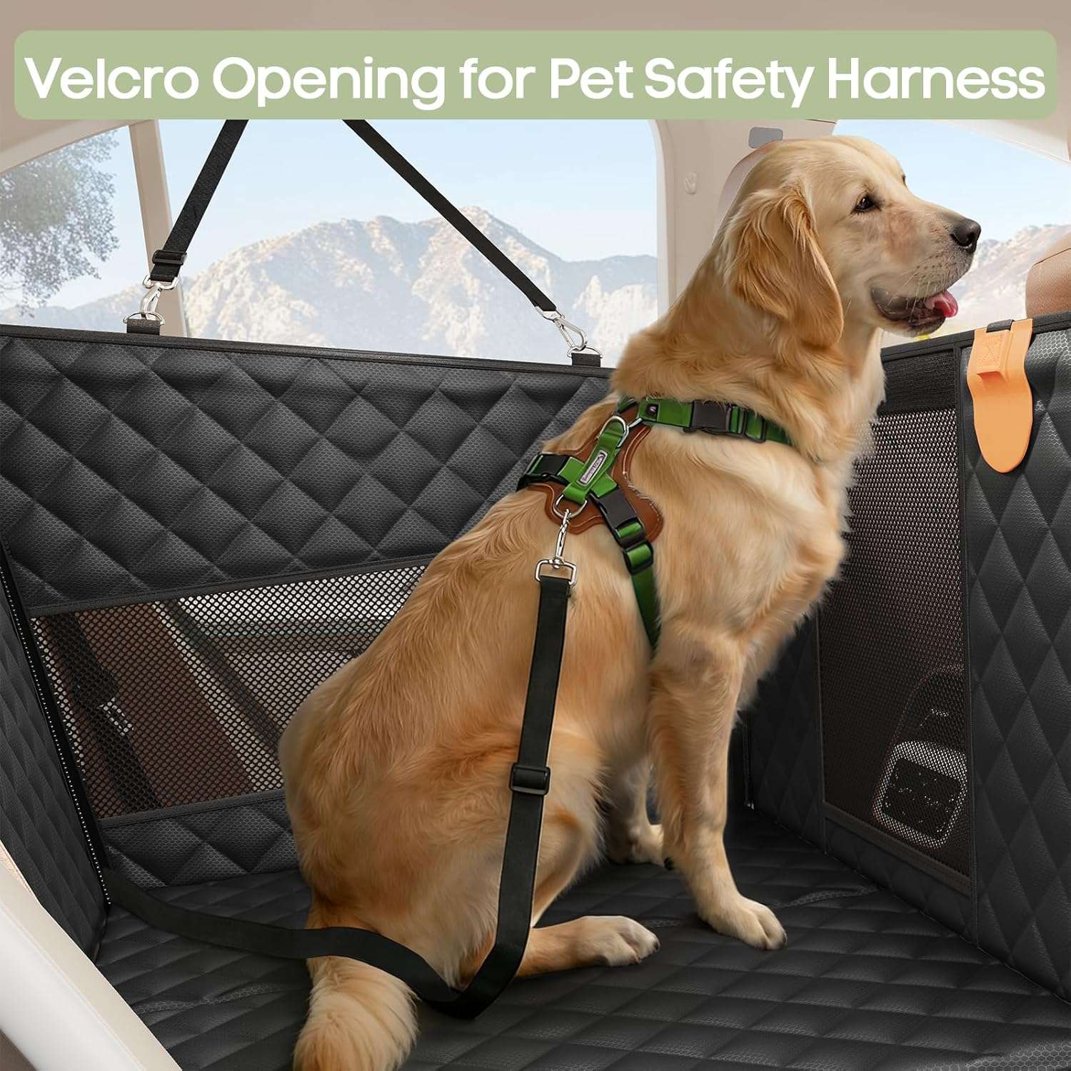 Asiento extensor auto perro base rigida 73x59x55 cm grandes golden retriever soporte fuerte ventilacion