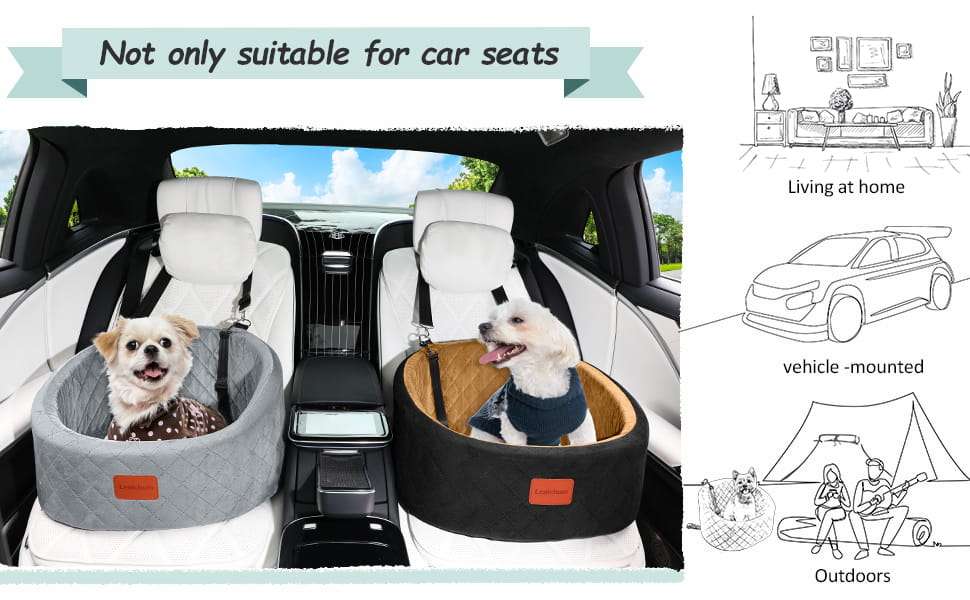 Asiento auto perro memory foam 55x45 cm cama viaje ortopedica lavable bulldog frances pug anti ansiedad