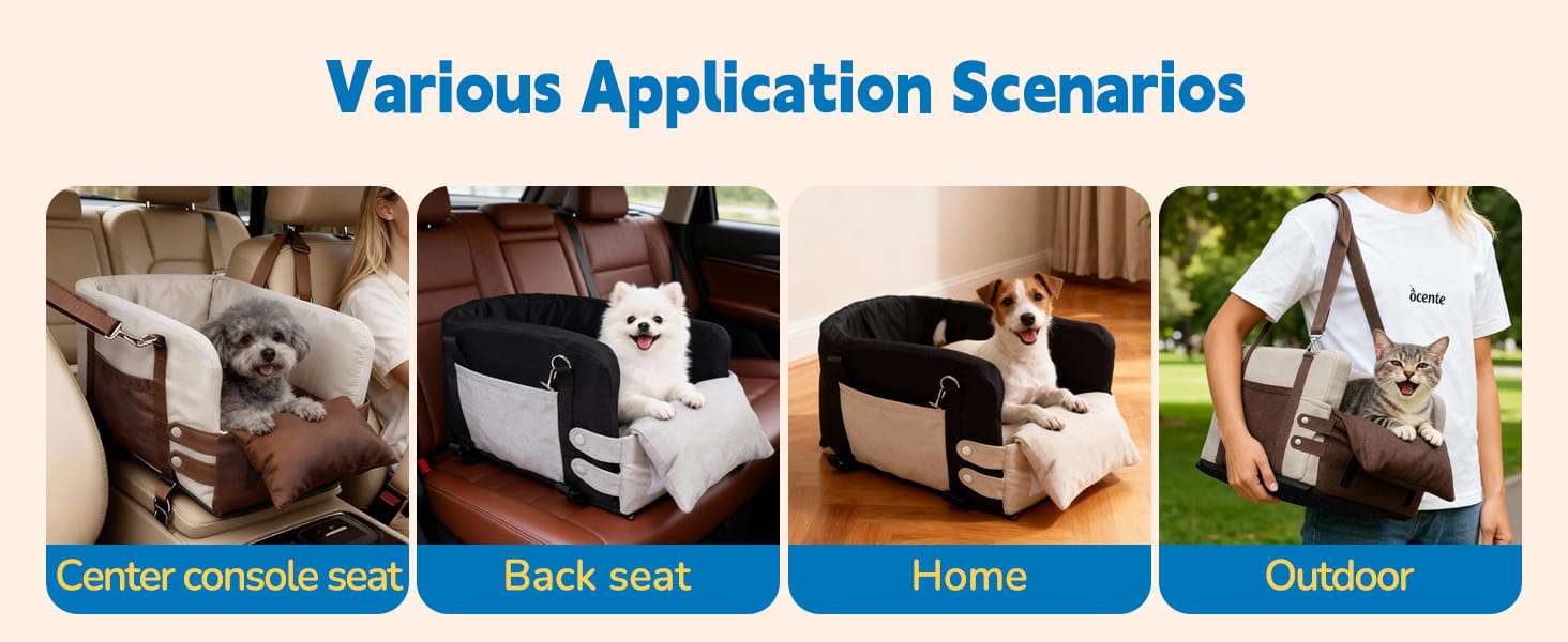 Asiento consola central perro auto apoyabrazos 41x24x21 cm razas pequeñas chihuahua yorkshire anti mareo