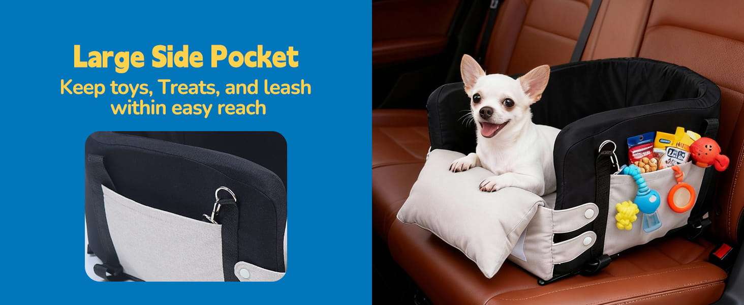 Asiento consola central perro auto apoyabrazos 41x24x21 cm razas pequeñas chihuahua yorkshire anti mareo