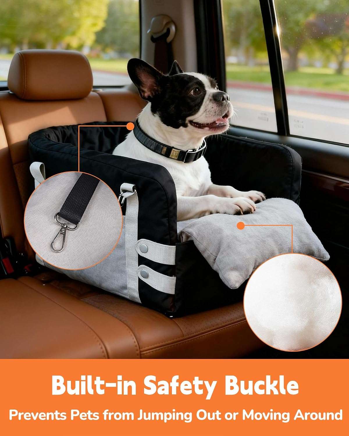 Asiento consola central perro auto apoyabrazos 41x24x21 cm razas pequeñas chihuahua yorkshire anti mareo
