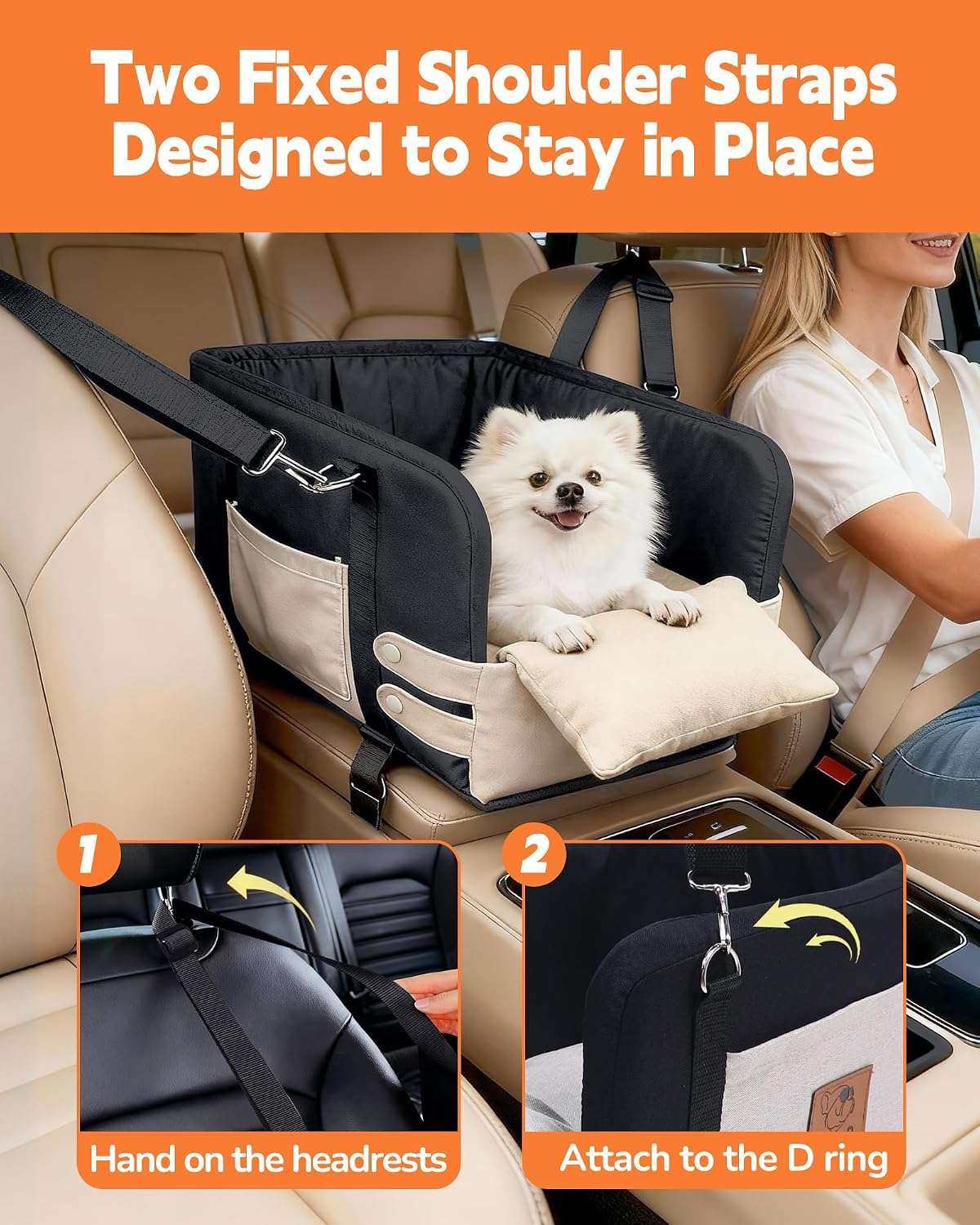 Asiento consola central perro auto apoyabrazos 41x24x21 cm razas pequeñas chihuahua yorkshire anti mareo