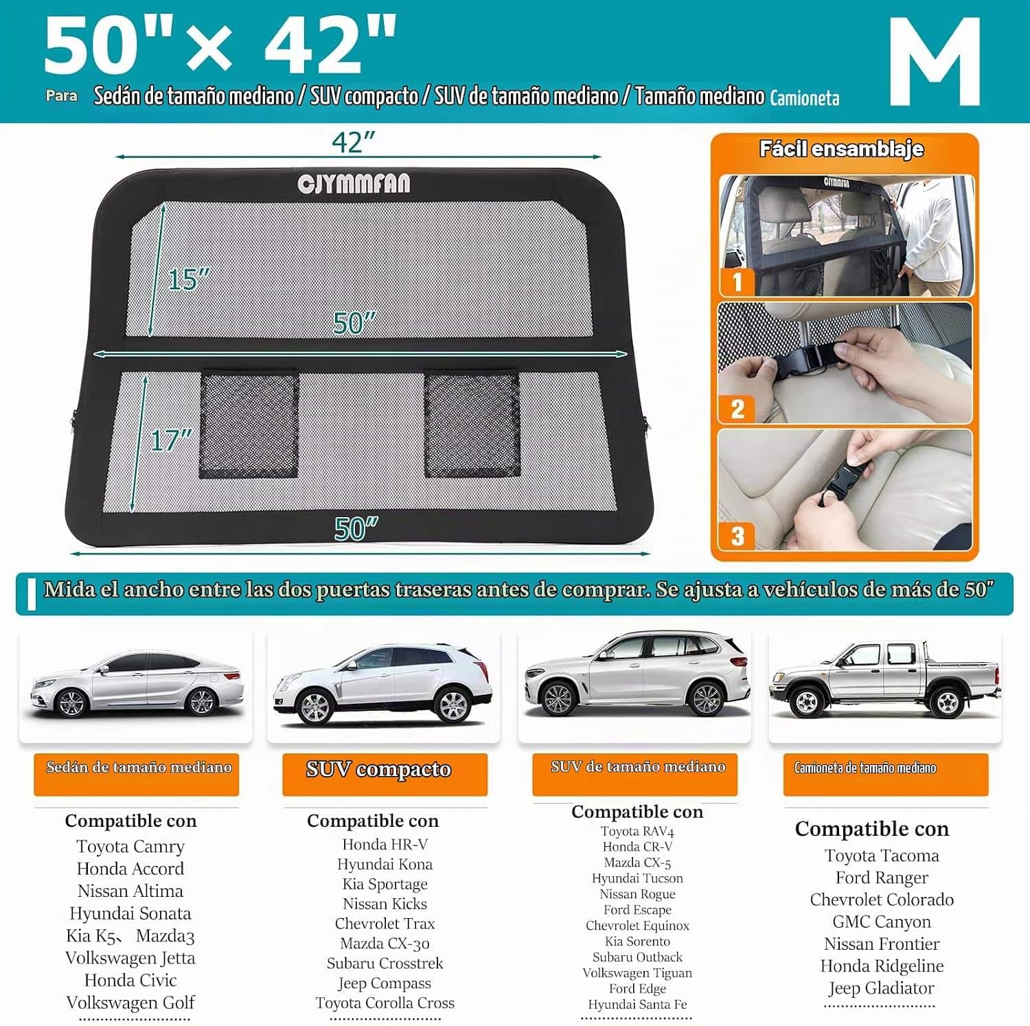 Malla separadora transparente auto suv maletero perro roja marco metal barrera anti escapes anti mordeduras