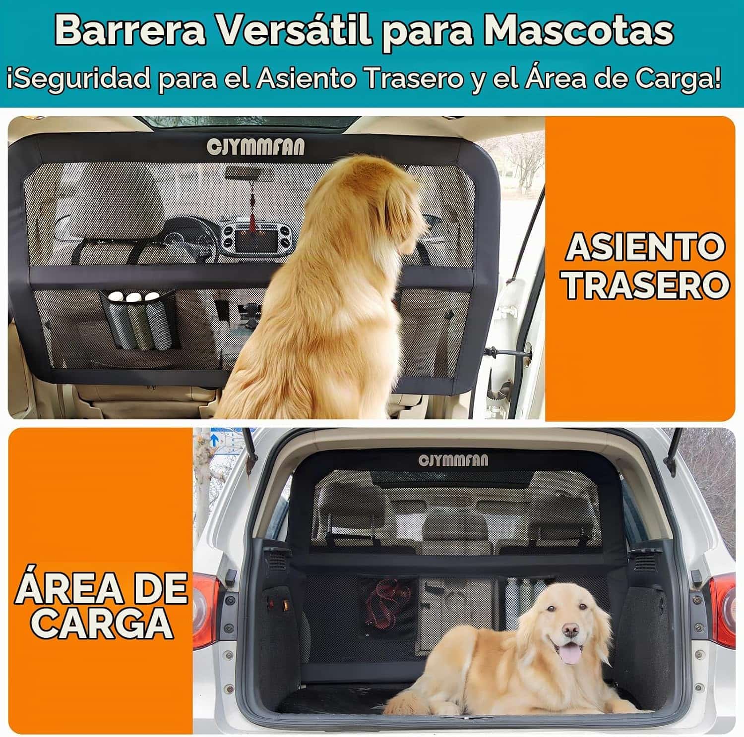 Malla separadora transparente auto suv maletero perro roja marco metal barrera anti escapes anti mordeduras