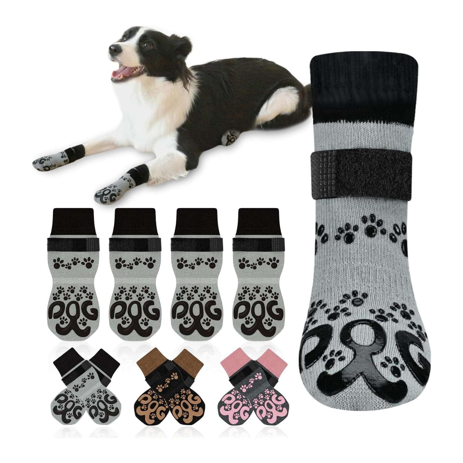 Calcetines perro antideslizantes doble cara piso flotante senior anti torsion correas ajustables algodon
