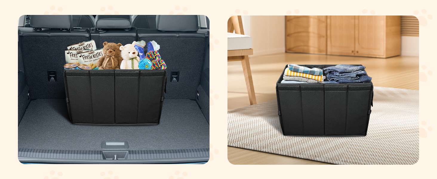 Cubo extensor asiento auto perro relleno espacio organizador mascotas rigido 90kg impermeable plegable oxford