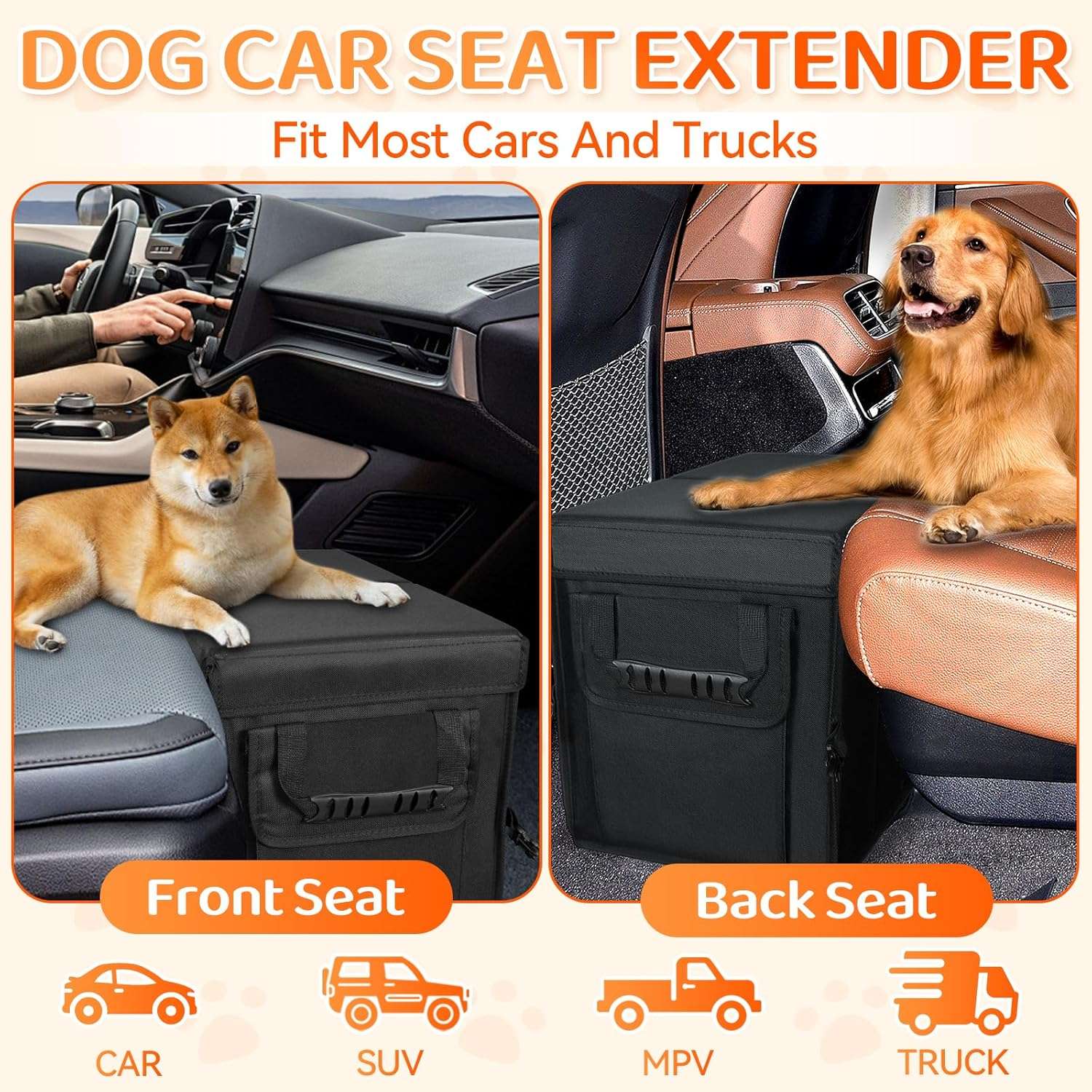 Cubo extensor asiento auto perro relleno espacio organizador mascotas rigido 90kg impermeable plegable oxford