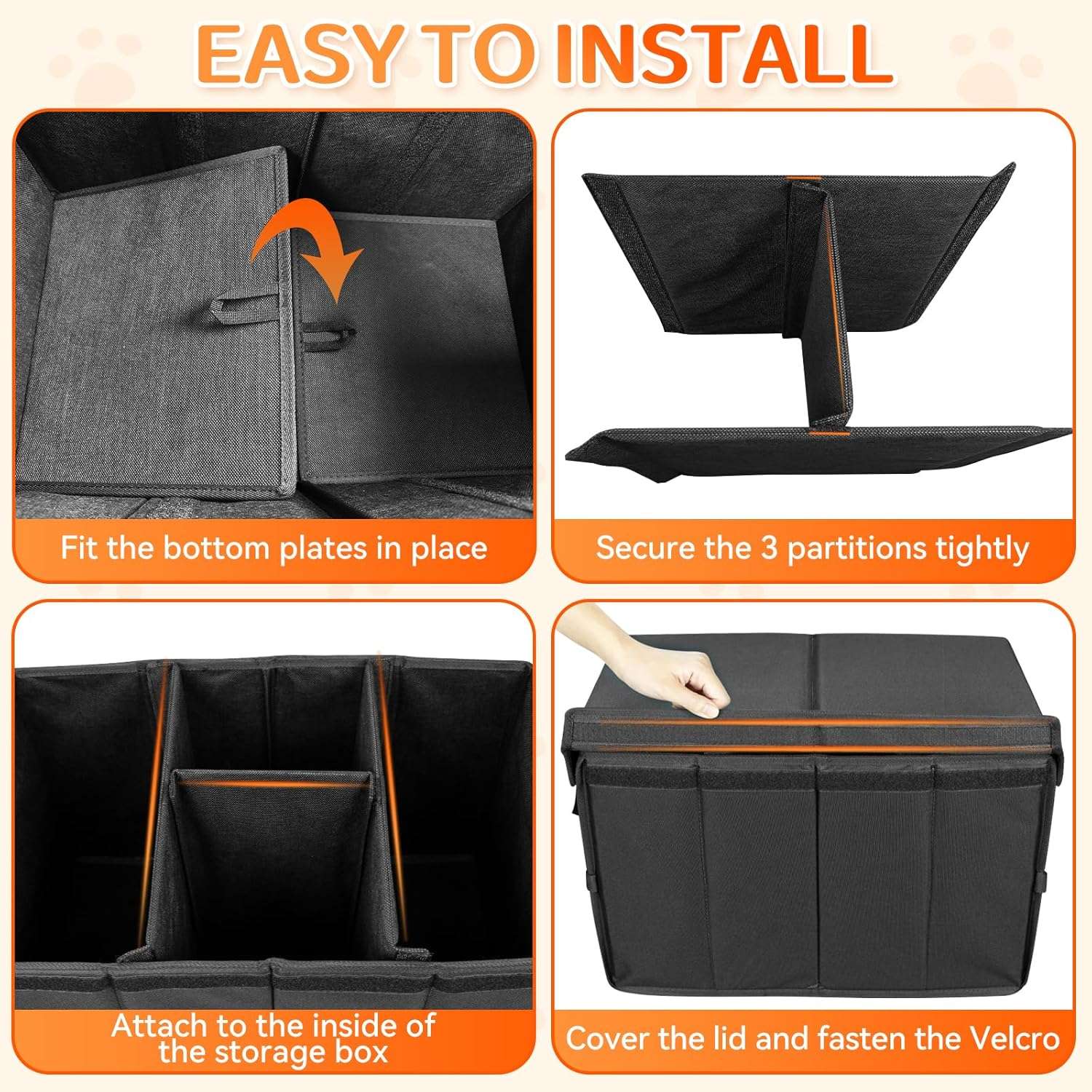 Cubo extensor asiento auto perro relleno espacio organizador mascotas rigido 90kg impermeable plegable oxford