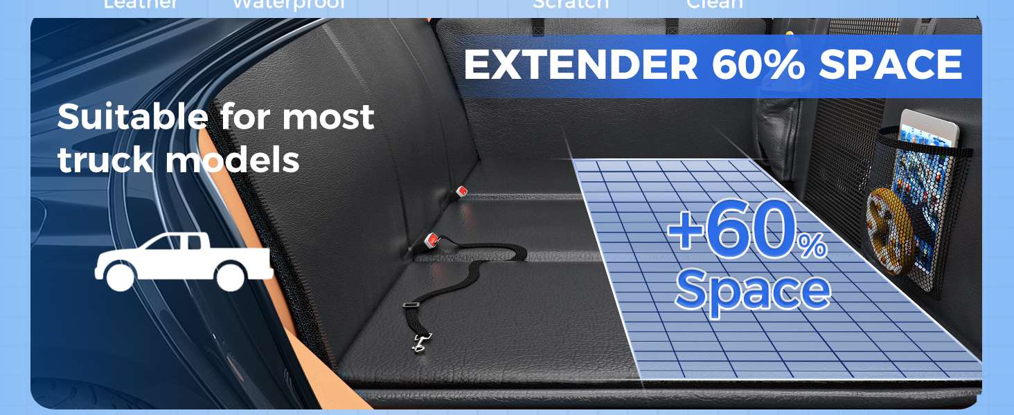 Cubre asientos perro camioneta base dura ecocuero F150 RAM 142x76 cm impermeable soporta 190kg plataforma rigida