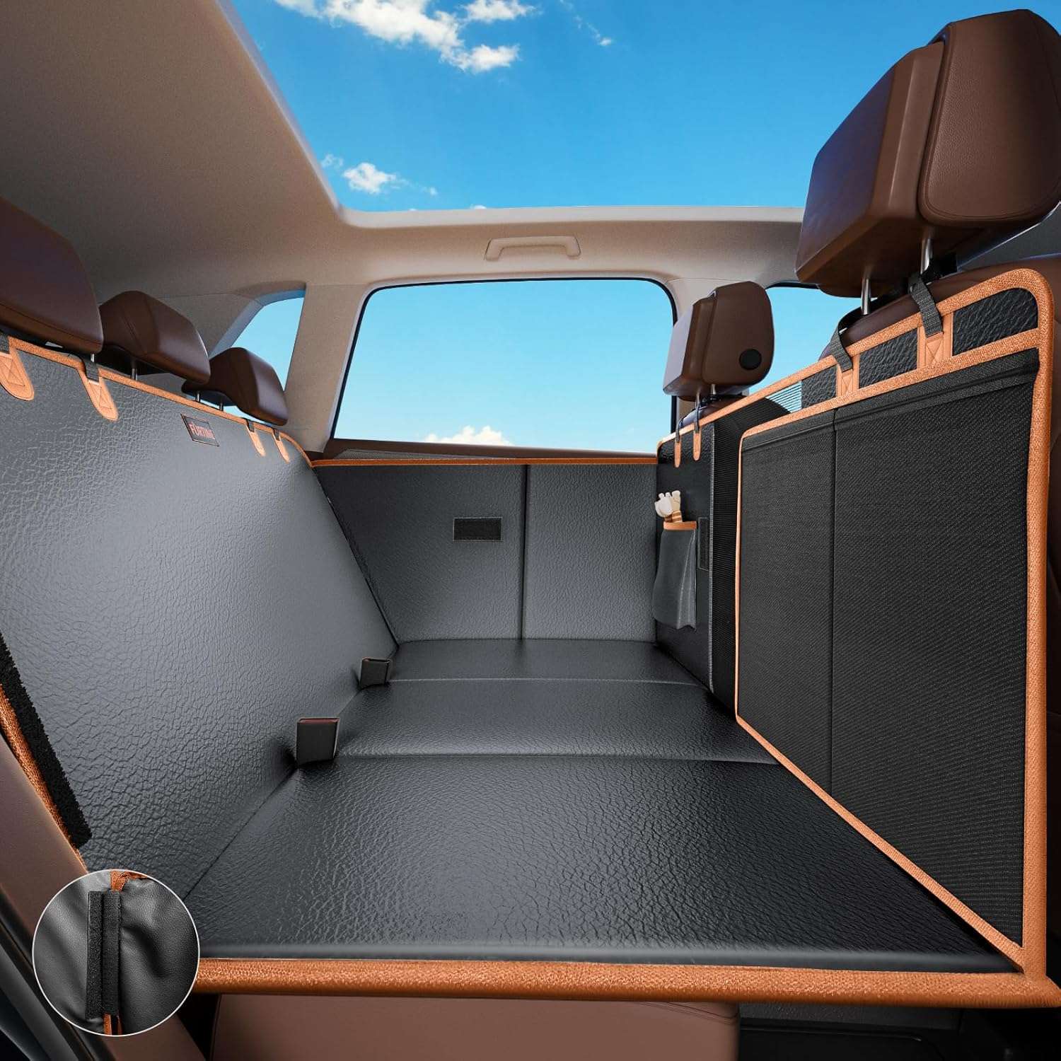 Cubre asientos perro auto base rigida ecocuero 132x63 cm soporte 180kg impermeable perro gigante SUV