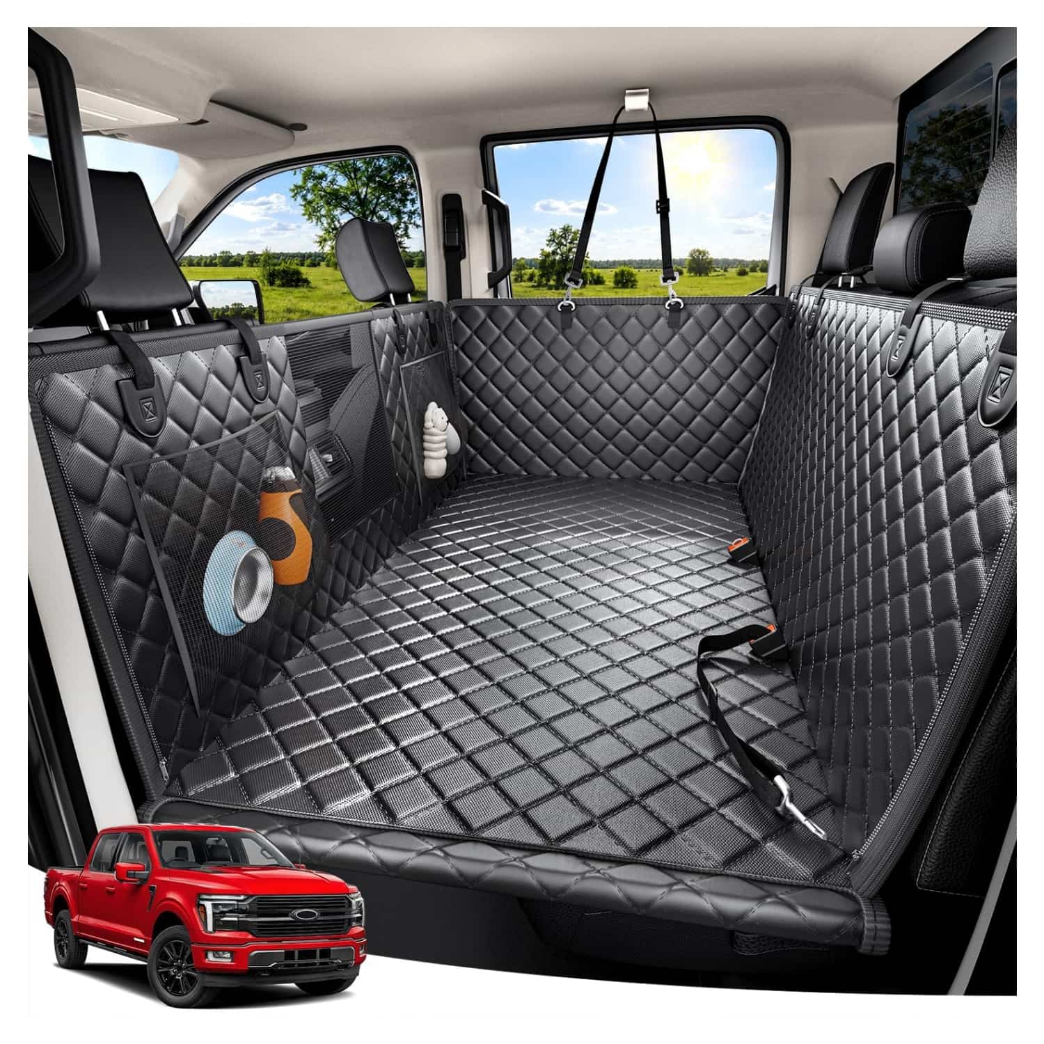 Cubre asientos extensor xl camionetas suv perro grande base rigida 200kg impermeable malla ventilacion f150 ram silverado