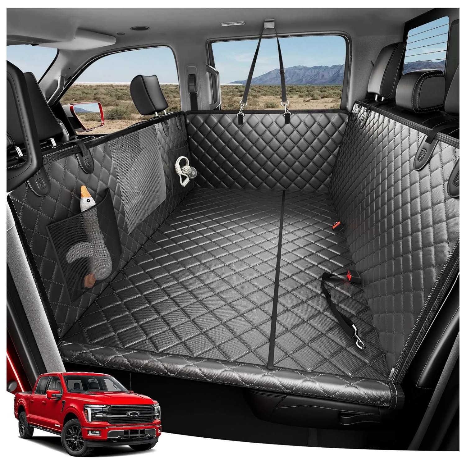 Cubre asientos extensor xl camionetas suv perro grande base rigida 200kg impermeable malla ventilacion f150 ram silverado