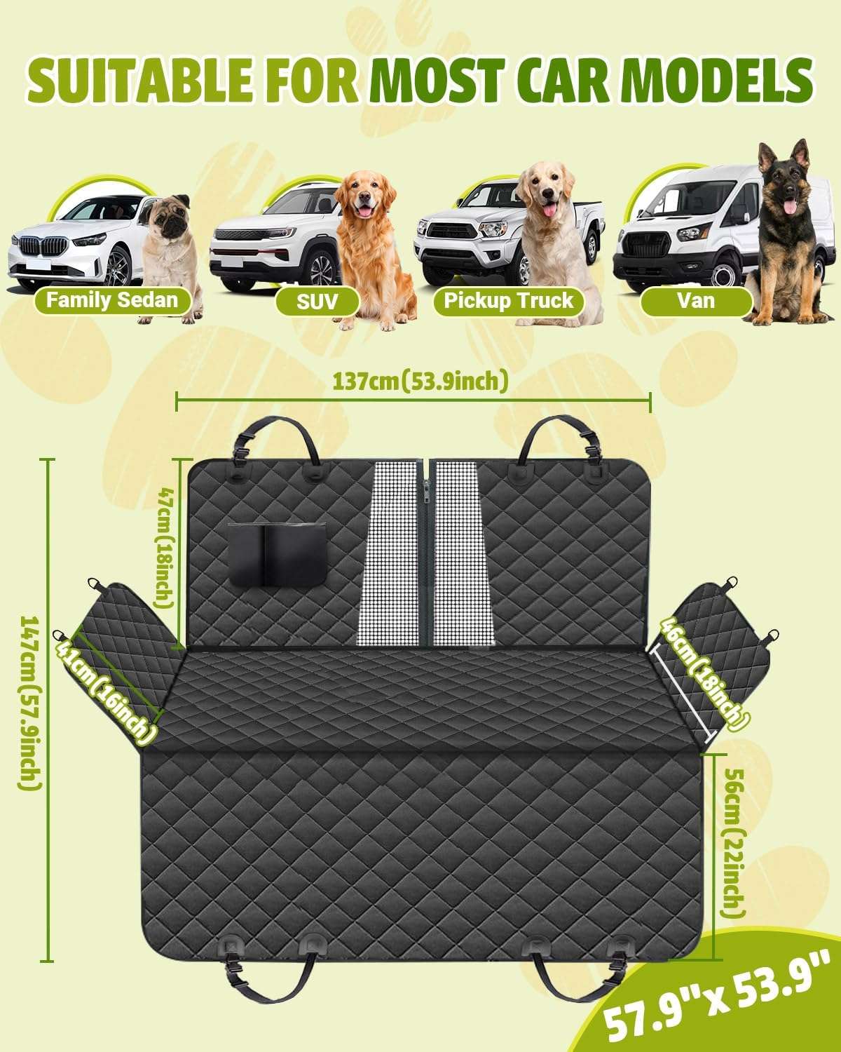 Cubre asientos auto perro hamaca ventana malla 137x147 cm impermeable aire acondicionado antideslizante ansiedad