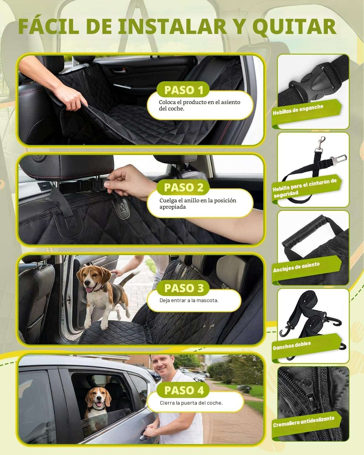 Cubre asientos auto perro hamaca ventana malla 137x147 cm impermeable aire acondicionado antideslizante ansiedad