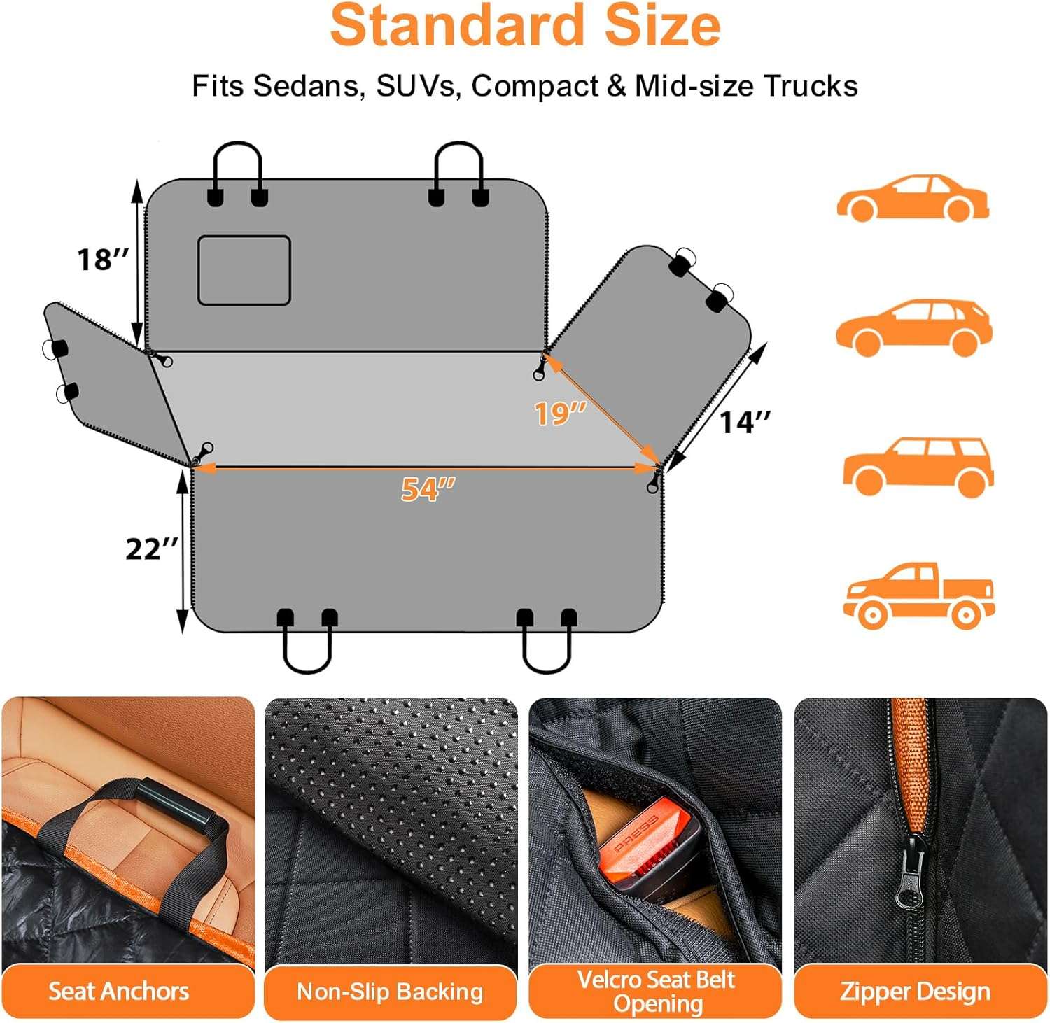 Cubre asientos auto perro hamaca impermeable proteccion puertas antideslizante suv camioneta viaje seguro