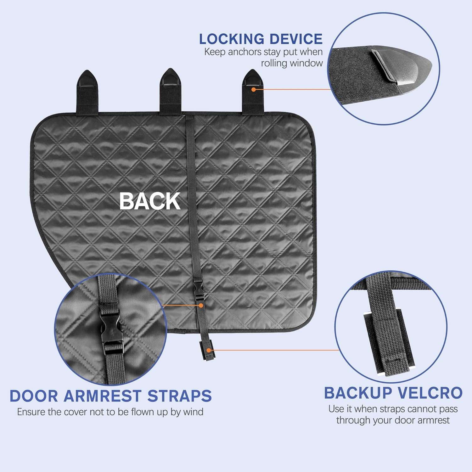 Pack 2 protectores puerta camioneta SUV perro XL 79x71 cm anti rasguños impermeable correa apoyabrazos