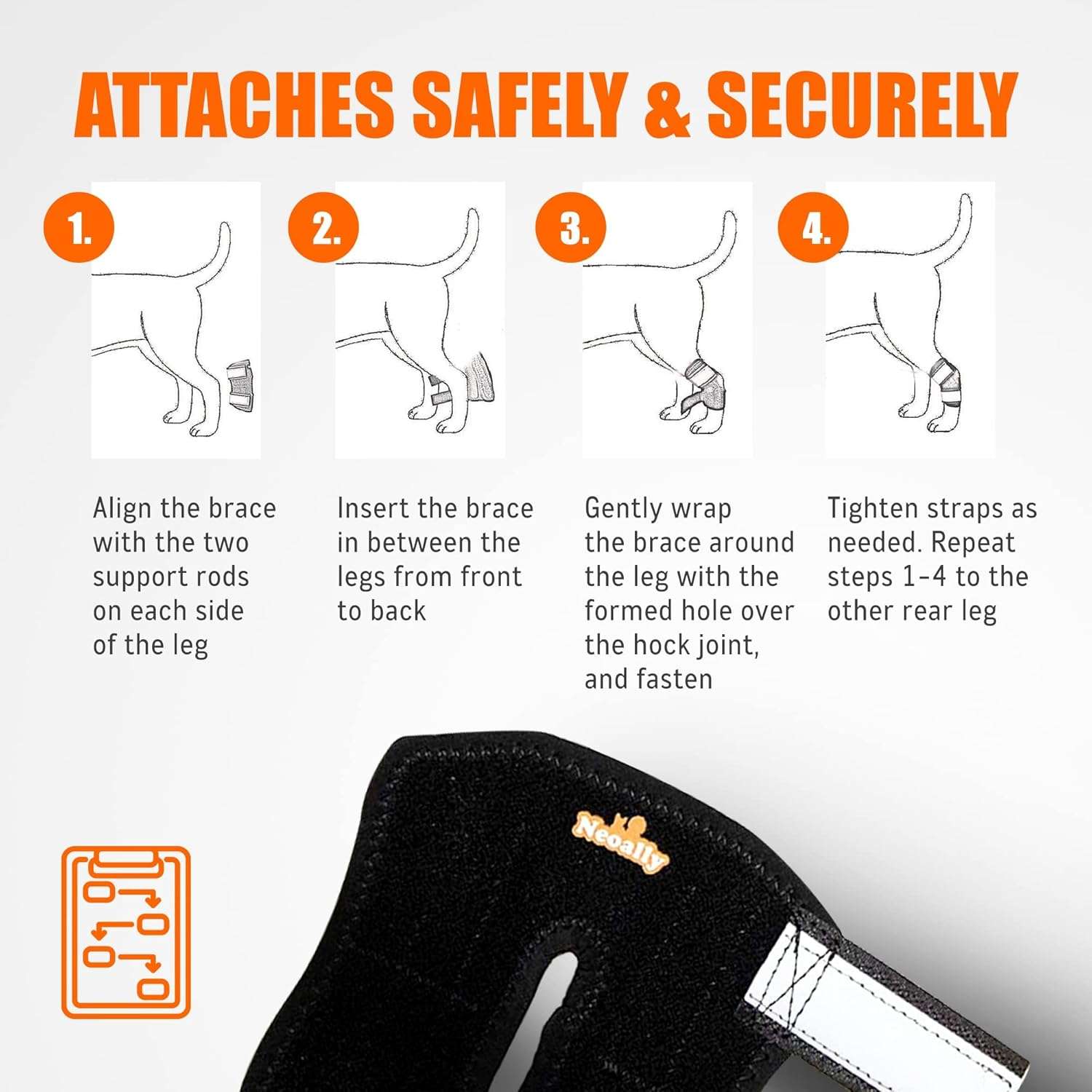 Ferula soporte corvejon perro resortes metal tobillo trasero artritis esguince reflecante