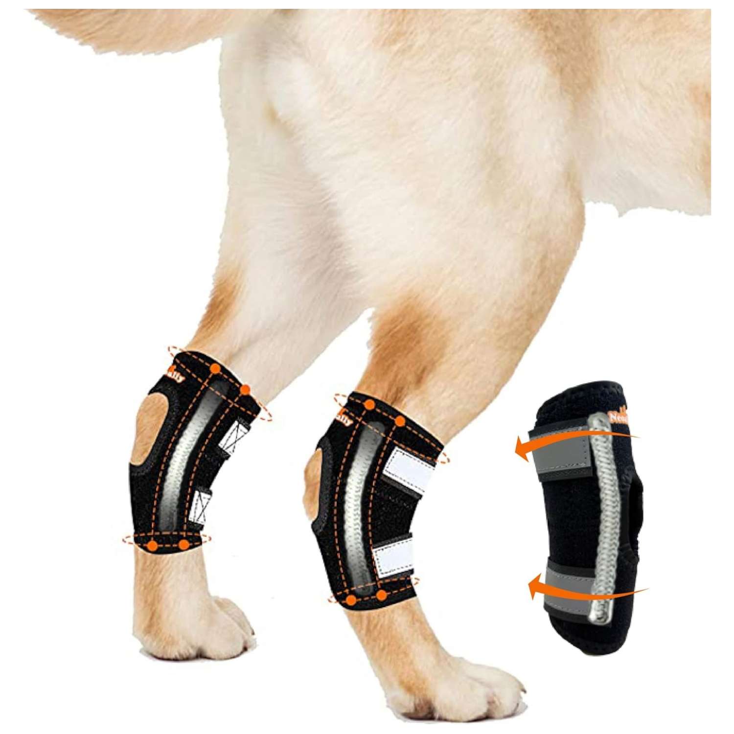 Ferula soporte corvejon perro resortes metal tobillo trasero artritis esguince reflecante