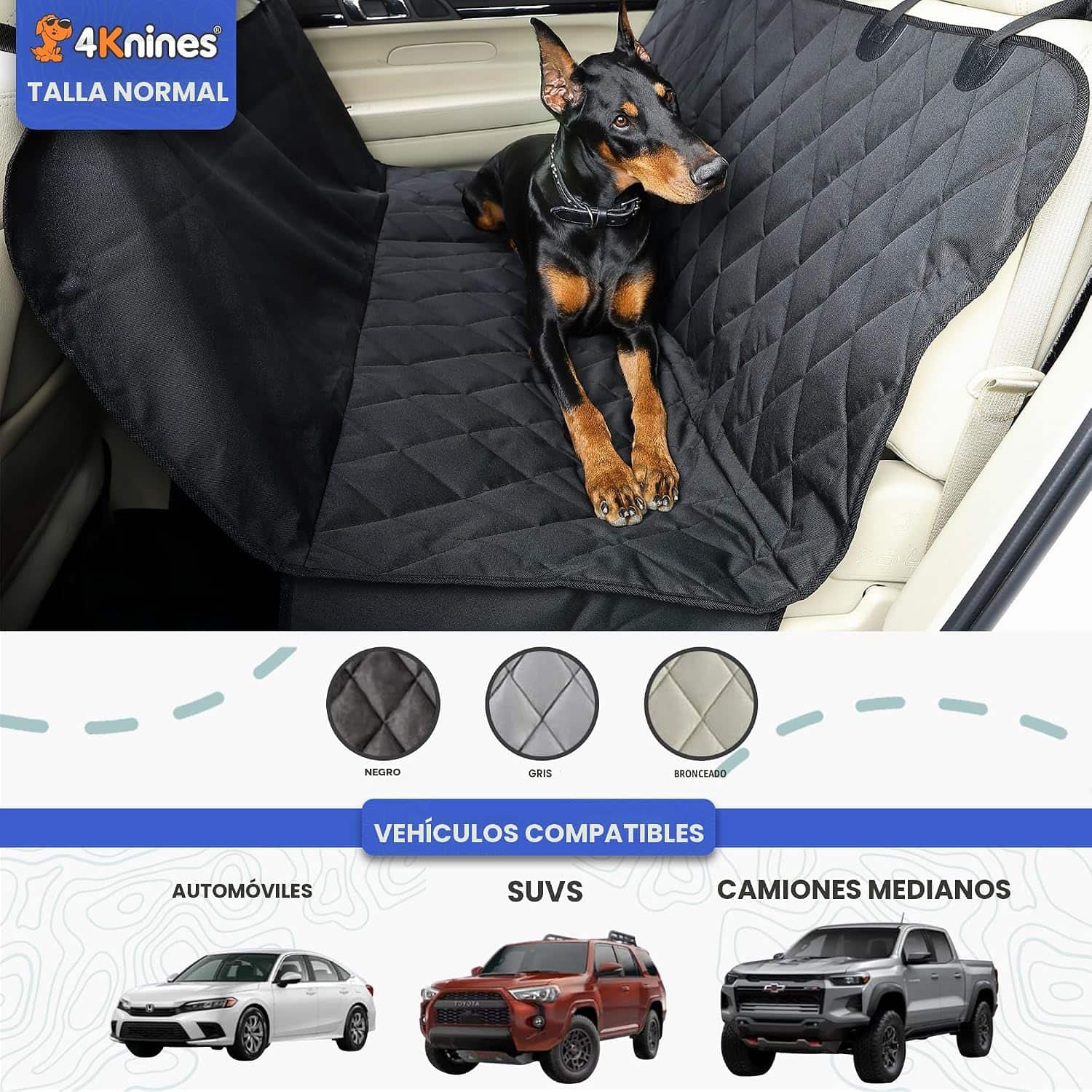 Cubre asiento trasero perro auto suv hamaca impermeable poliester 600d protector tapiz mascotas antideslizante