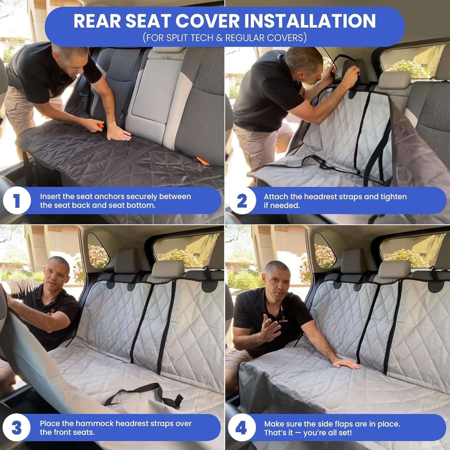 Cubre asiento trasero perro auto suv hamaca impermeable poliester 600d protector tapiz mascotas antideslizante