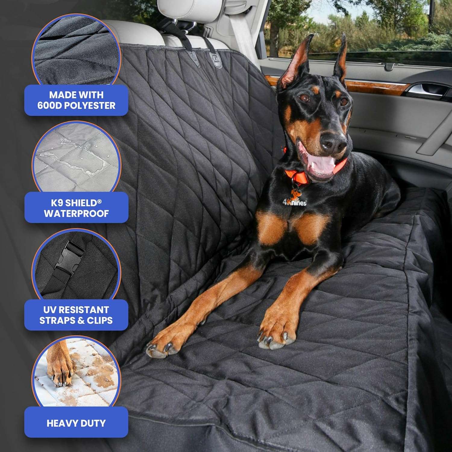 Cubre asiento trasero perro auto suv hamaca impermeable poliester 600d protector tapiz mascotas antideslizante