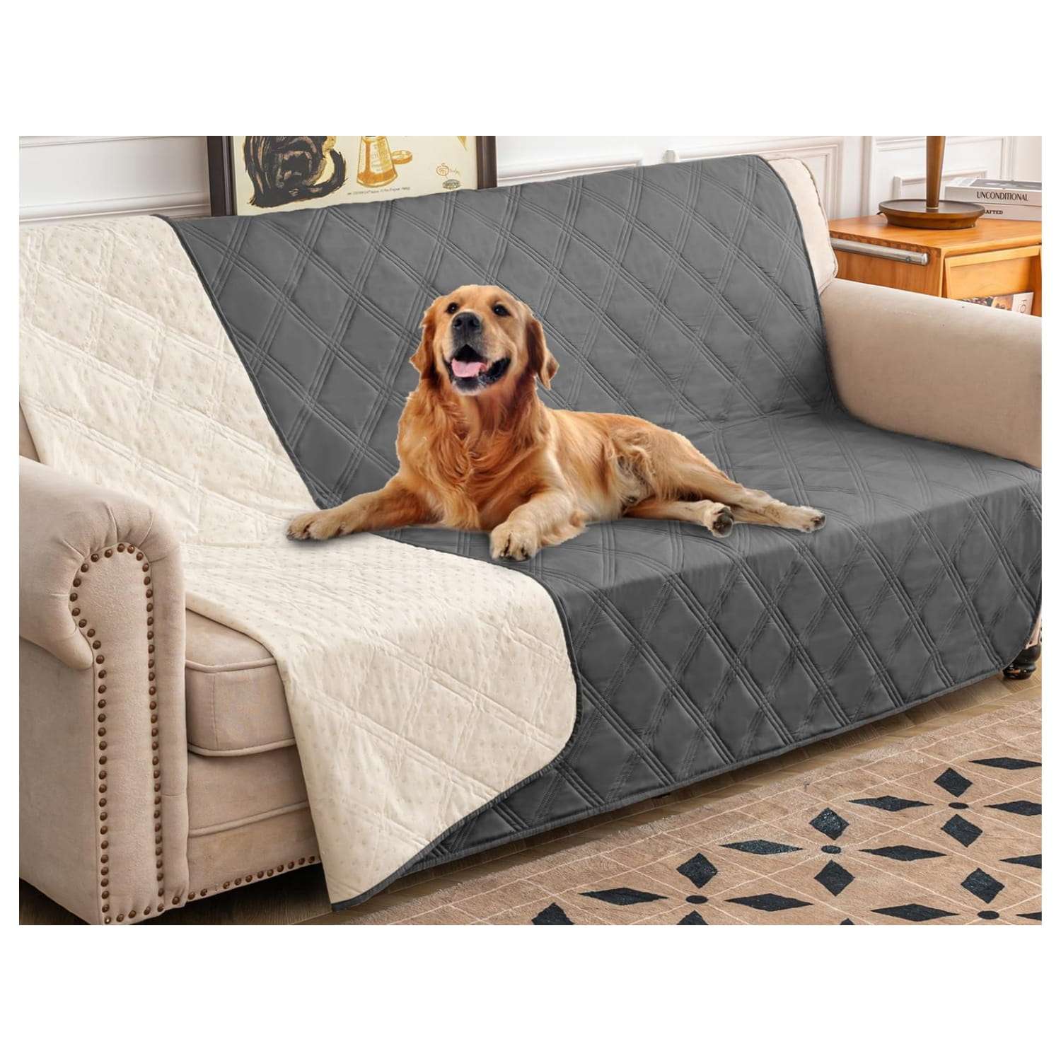 Funda cubre sofa cama manta impermeable 5 capas base antideslizante perros gatos anti orina olores