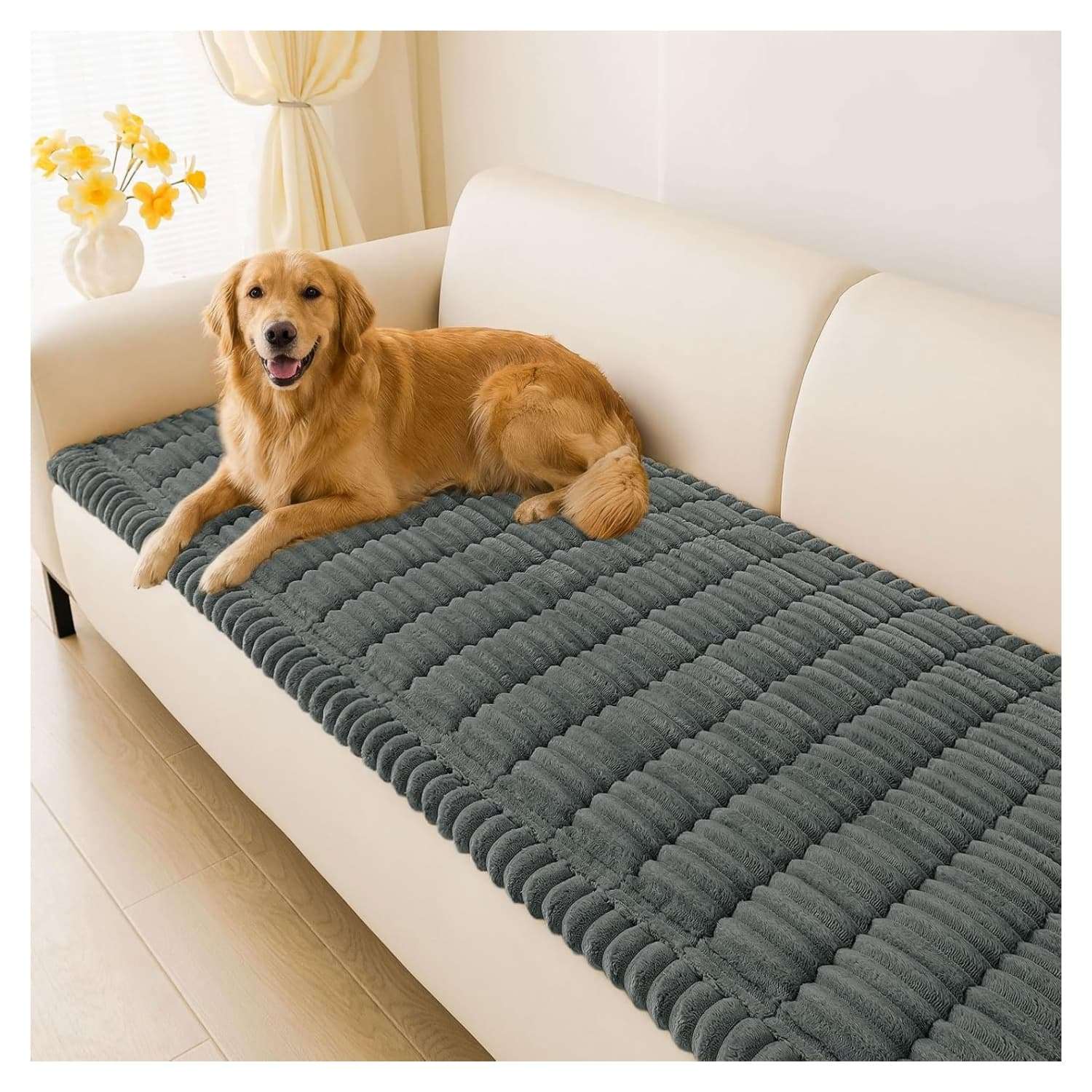 Funda cubre sillon protector sofa felpa perros gatos mullido antideslizante lavable decoracion living