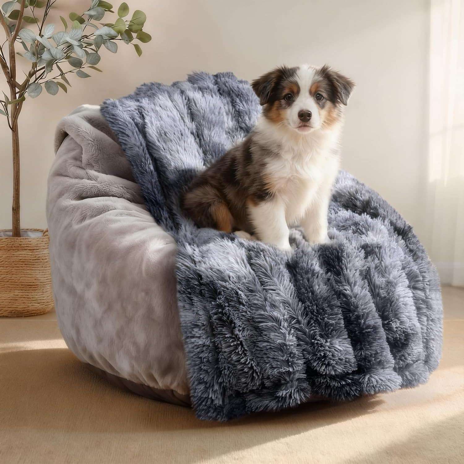 Manta antiestres impermeable perro gato felpa chiporro protector sofa cama calmante lavable