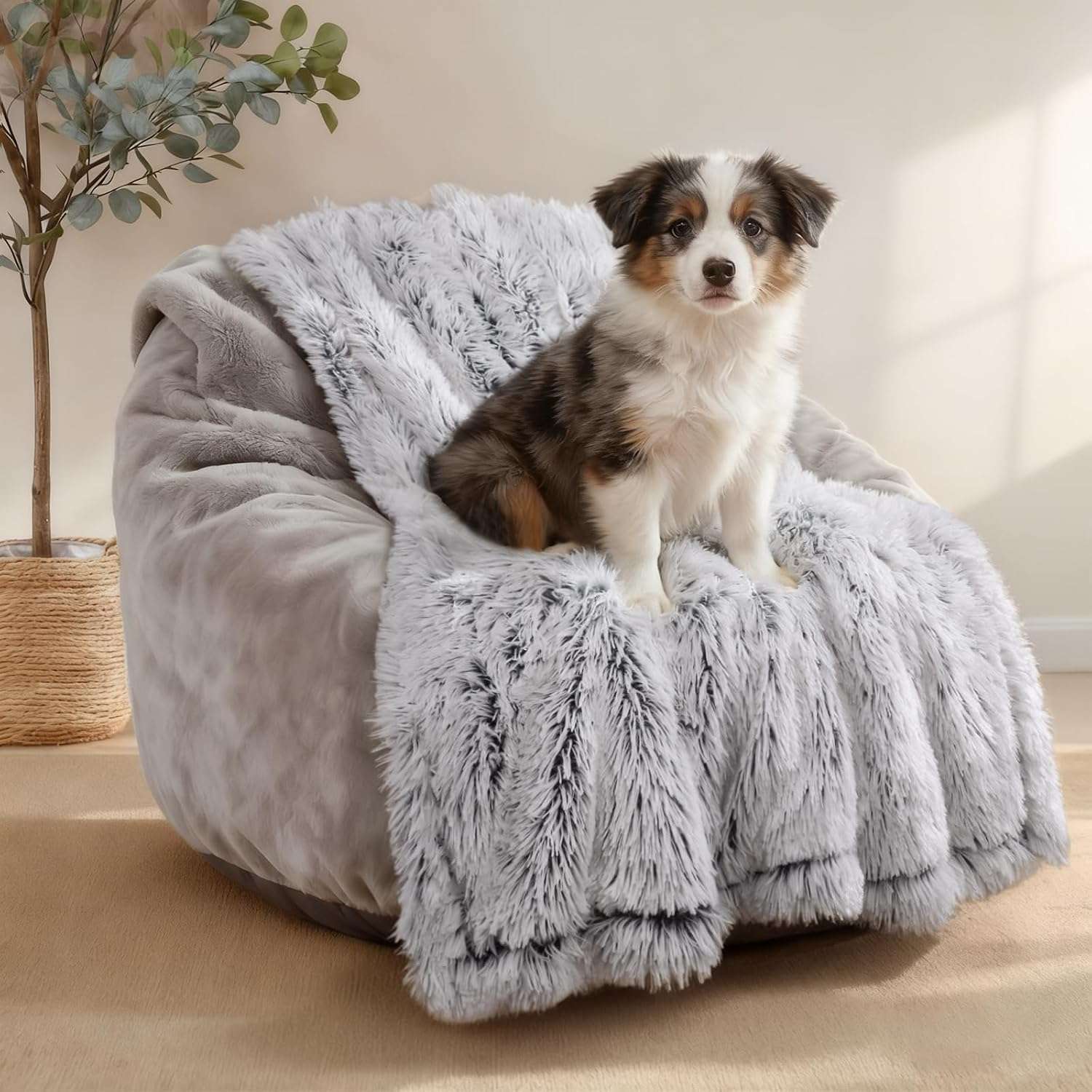 Manta Antiestrés Impermeable de Felpa y Chiporro para Perros y Gatos - Reversible a Prueba de Liquidos - Imagen 2