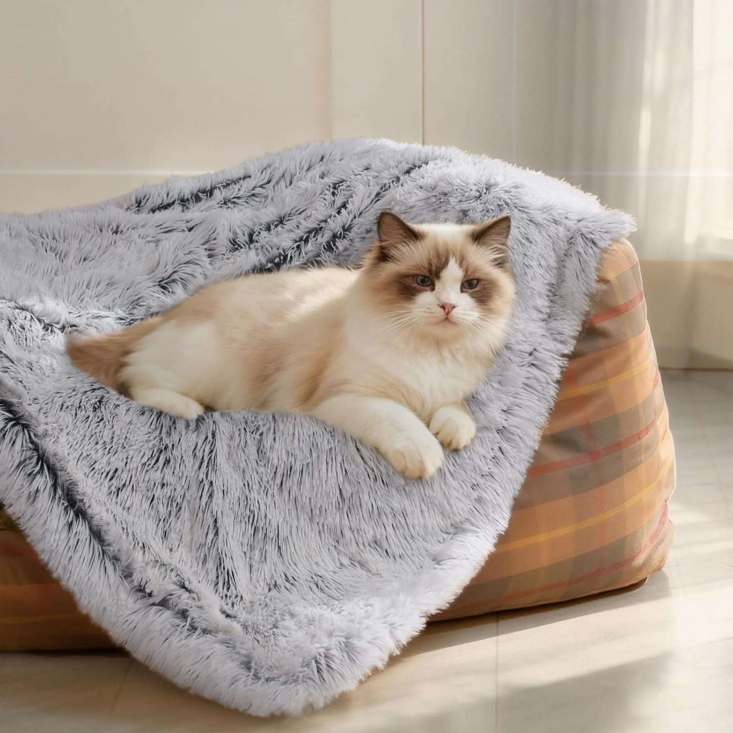 Manta antiestres impermeable perro gato felpa chiporro protector sofa cama calmante lavable