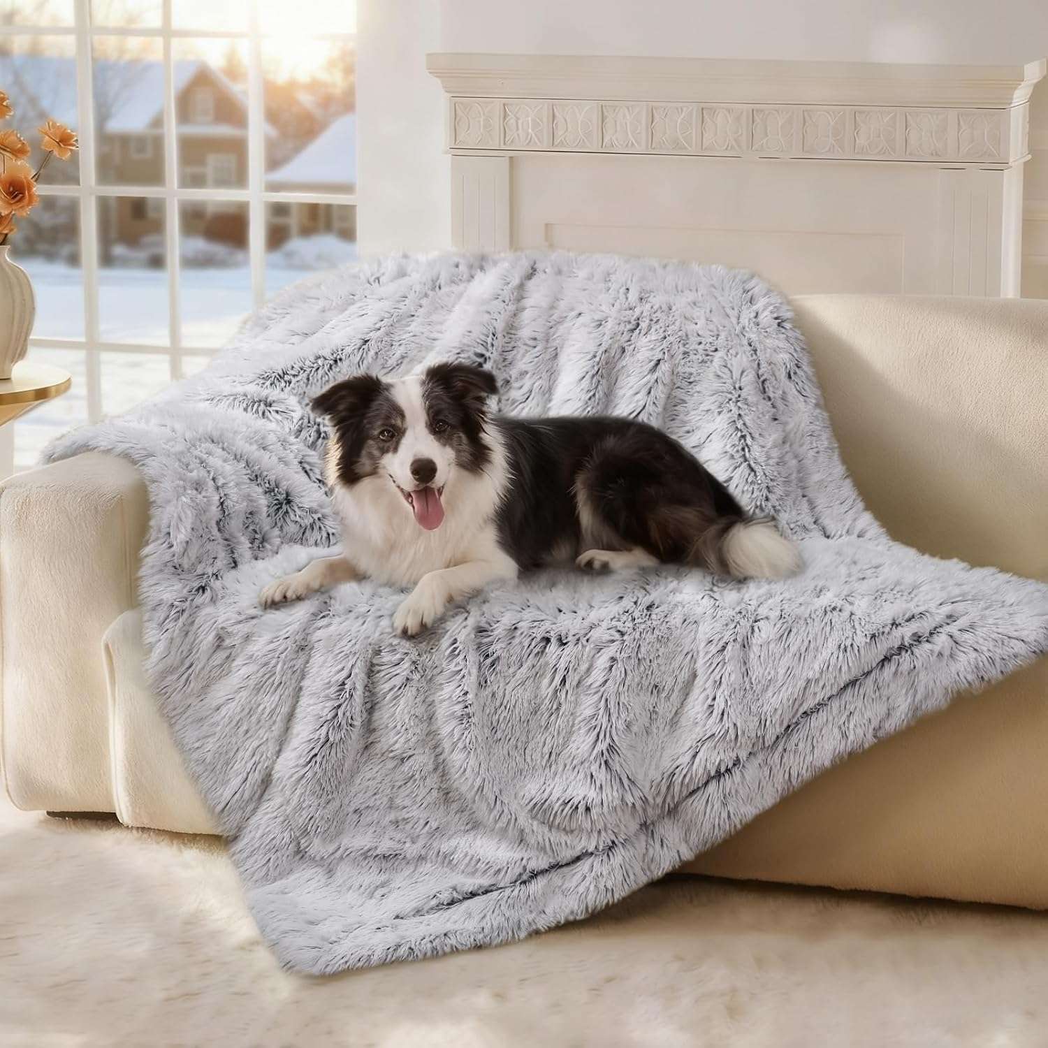 Manta antiestres impermeable perro gato felpa chiporro protector sofa cama calmante lavable