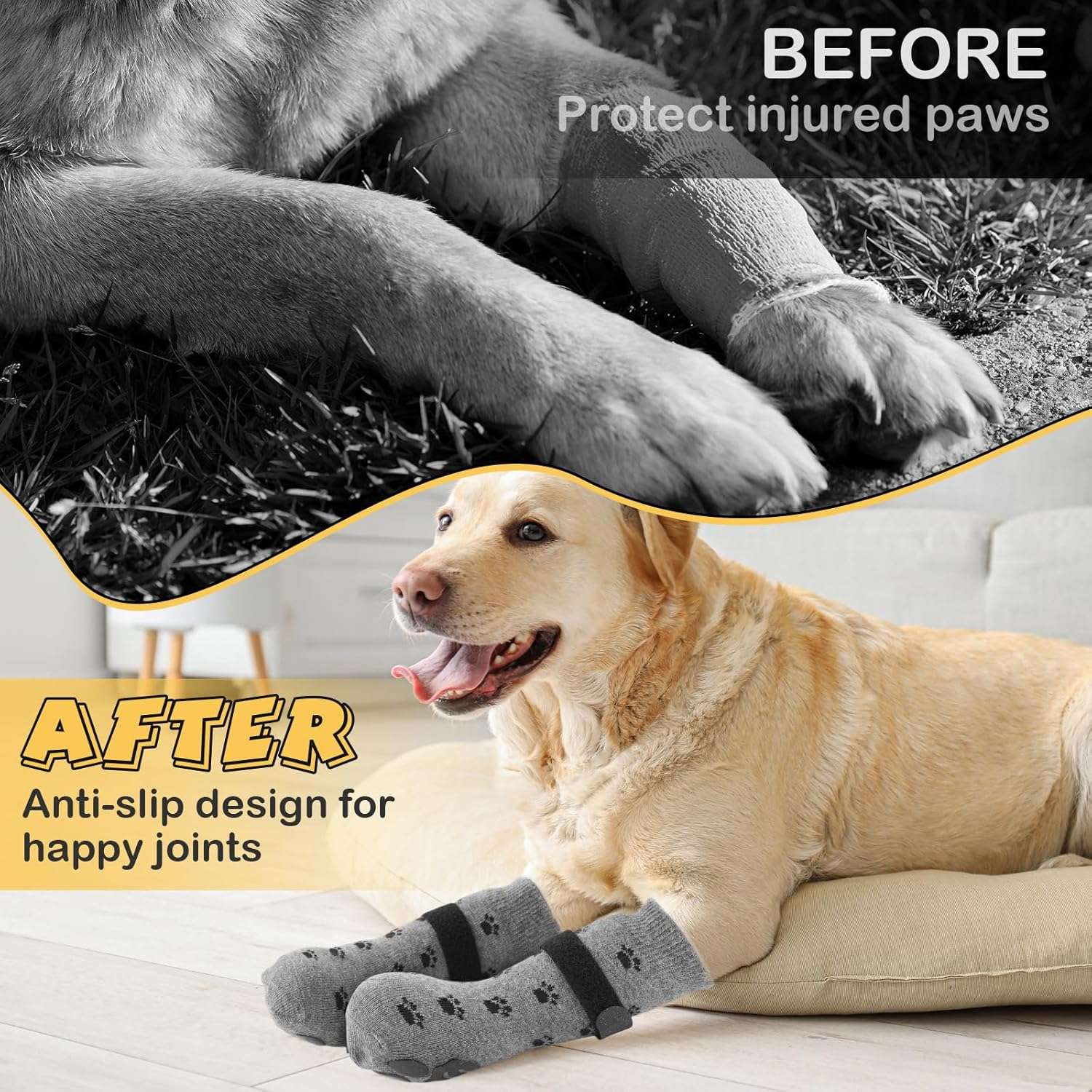 Pack 12 calcetines perro diseños leopardo oruga antideslizantes piso flotante anti lamido ajustables