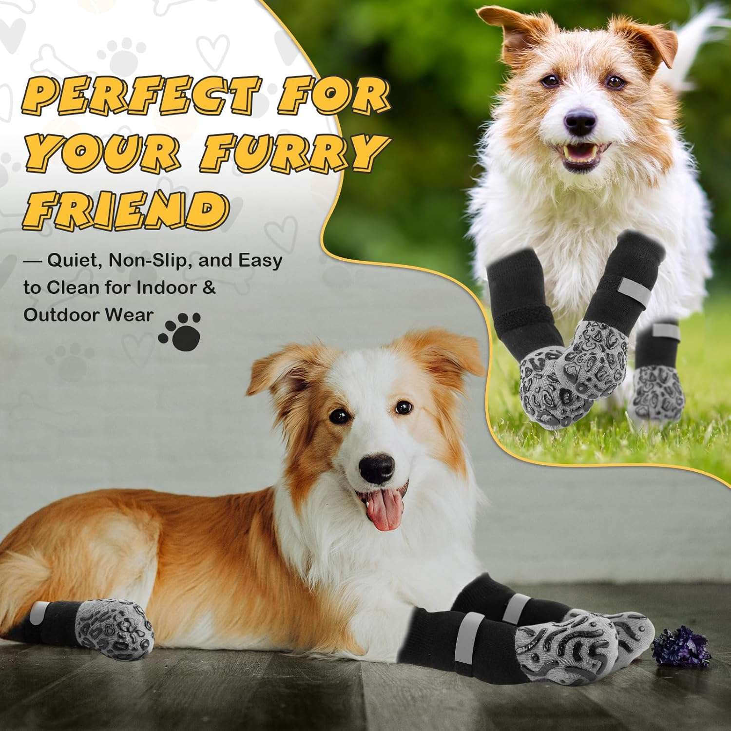 Pack 12 calcetines perro diseños leopardo oruga antideslizantes piso flotante anti lamido ajustables